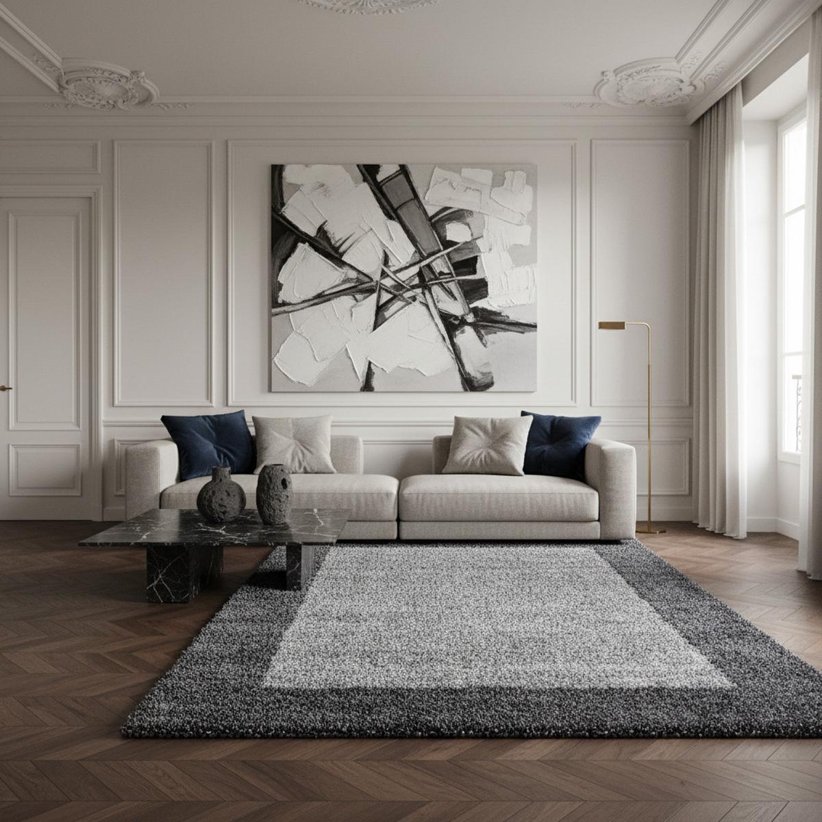 HOCHFLORTEPPICH RHEIN, mit Bordüre, Grau, 300 x 400 cm - Grau, Textil (400/300cm) - KADIMA DESIGN