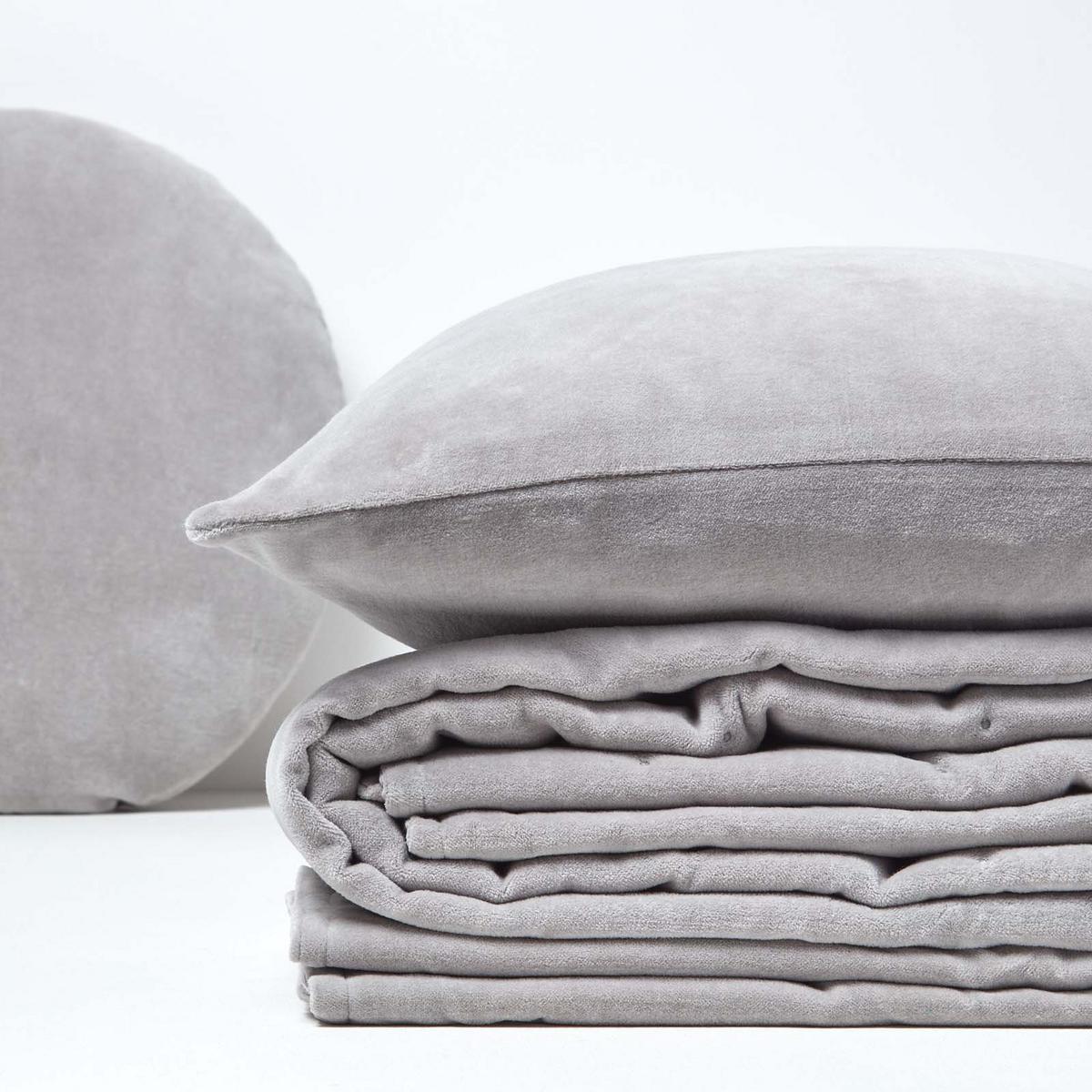 SAMT-KUSCHELDECKE 120/150 cm, Baumwolle wattiert - Hellgrau, Textil (125/150cm) - Homescapes
