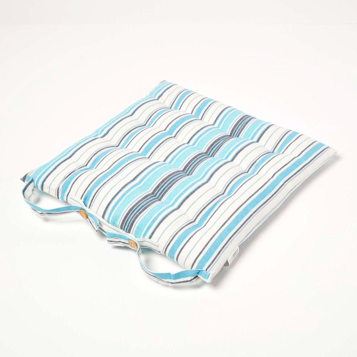 STUHLKISSEN New England gestreift 40/40/5 cm - Blau, Textil (40/40/5cm) - Homescapes