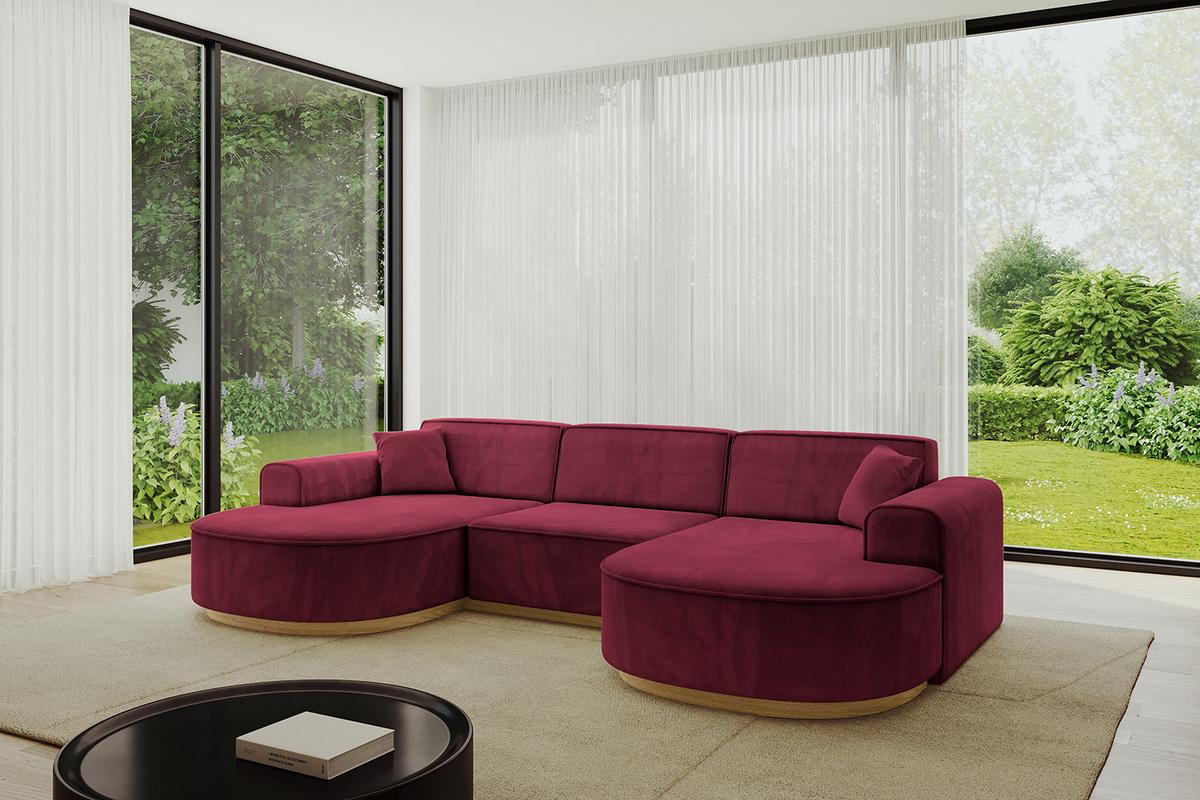 WOHNLANDSCHAFT MARI-U1-v2 - 303x171x83 cm Bordeaux Velours - Bordeaux, Holzwerkstoff/Textil (303/83/171cm) - ALTDECOR