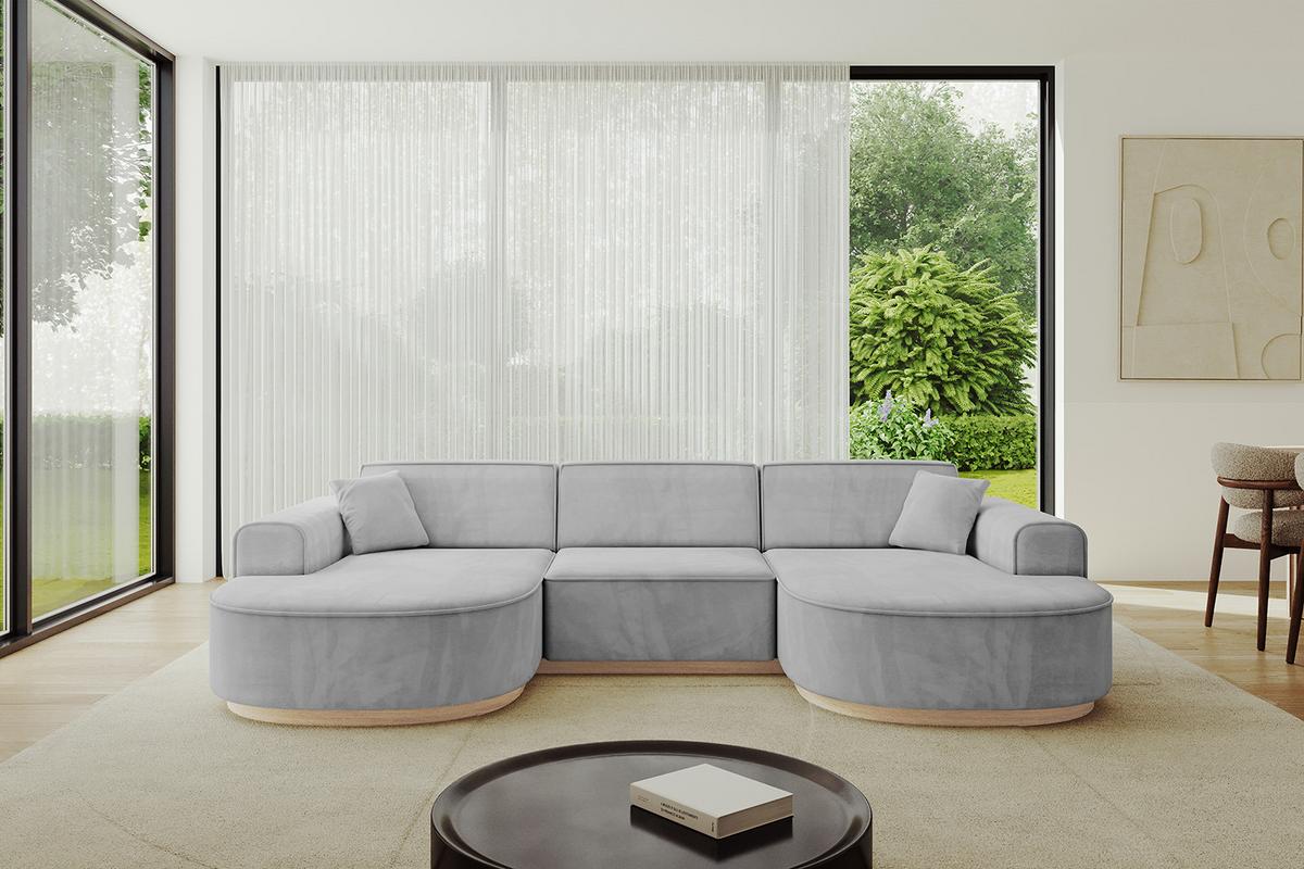WOHNLANDSCHAFT MARI-U1-v1 - 303x171x83 cm Grau Velours - Grau, Holzwerkstoff/Textil (303/83/171cm) - ALTDECOR