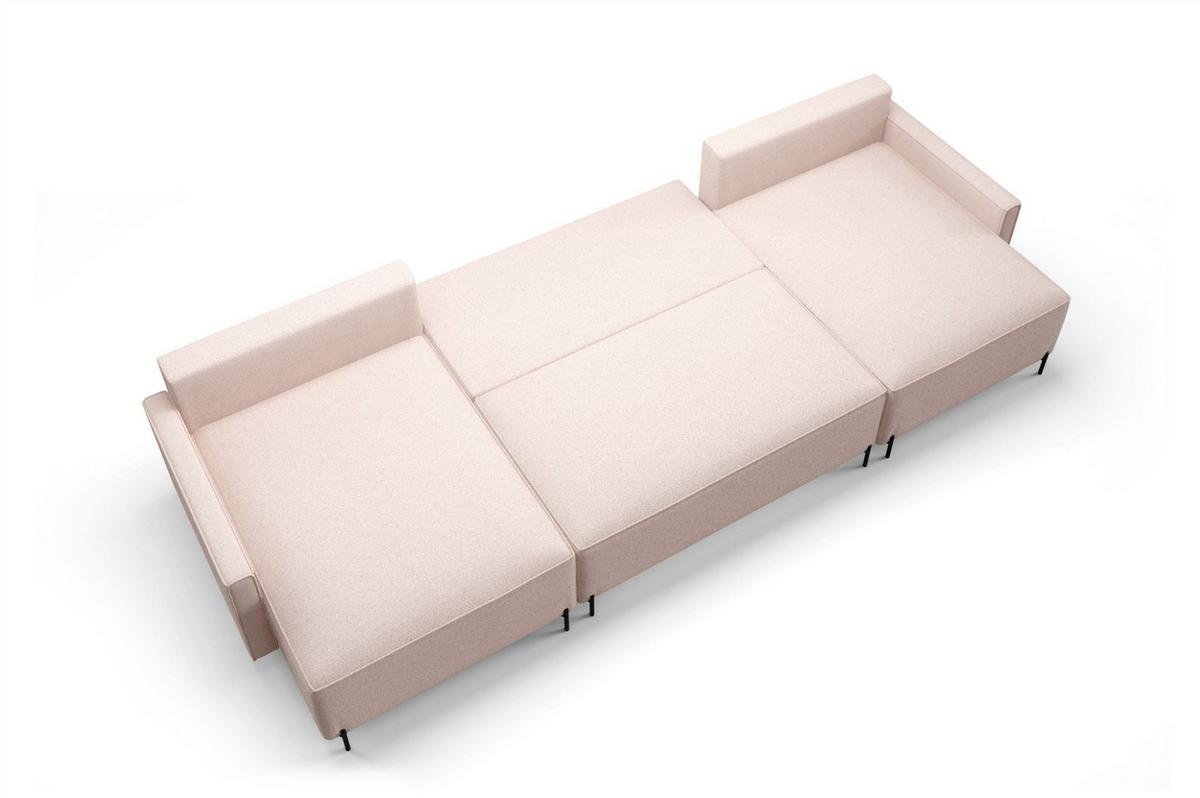 WOHNLANDSCHAFT Braga - Dunkelgrau, Holzwerkstoff/Textil (372/80/153cm) - Fun Möbel