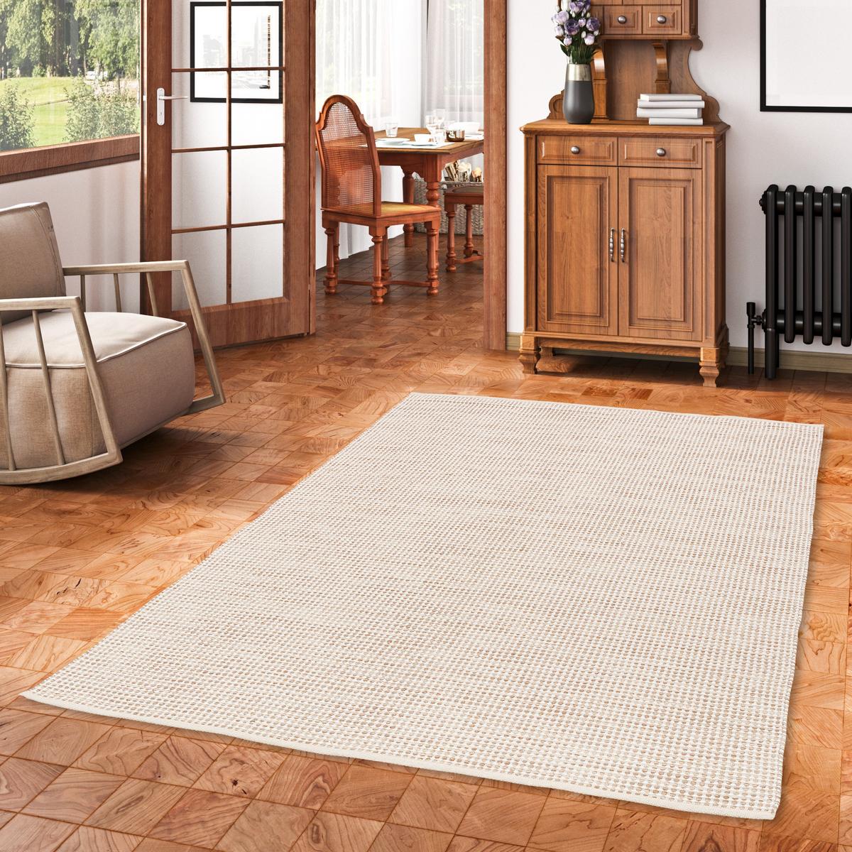 BAUMWOLLE NATUR KELIM TEPPICH SANDY MODERN - Beige, Textil (70/140cm) - Pergamon
