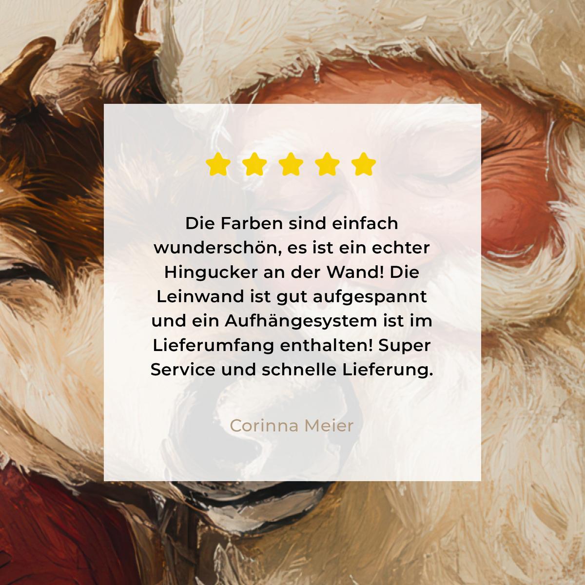 LEINWANDBILD Weihnachtsmann - Rentier - Weihnachten Room Decor 30x40 cm - Rotbraun, Textil (30/40cm) - MuchoWow