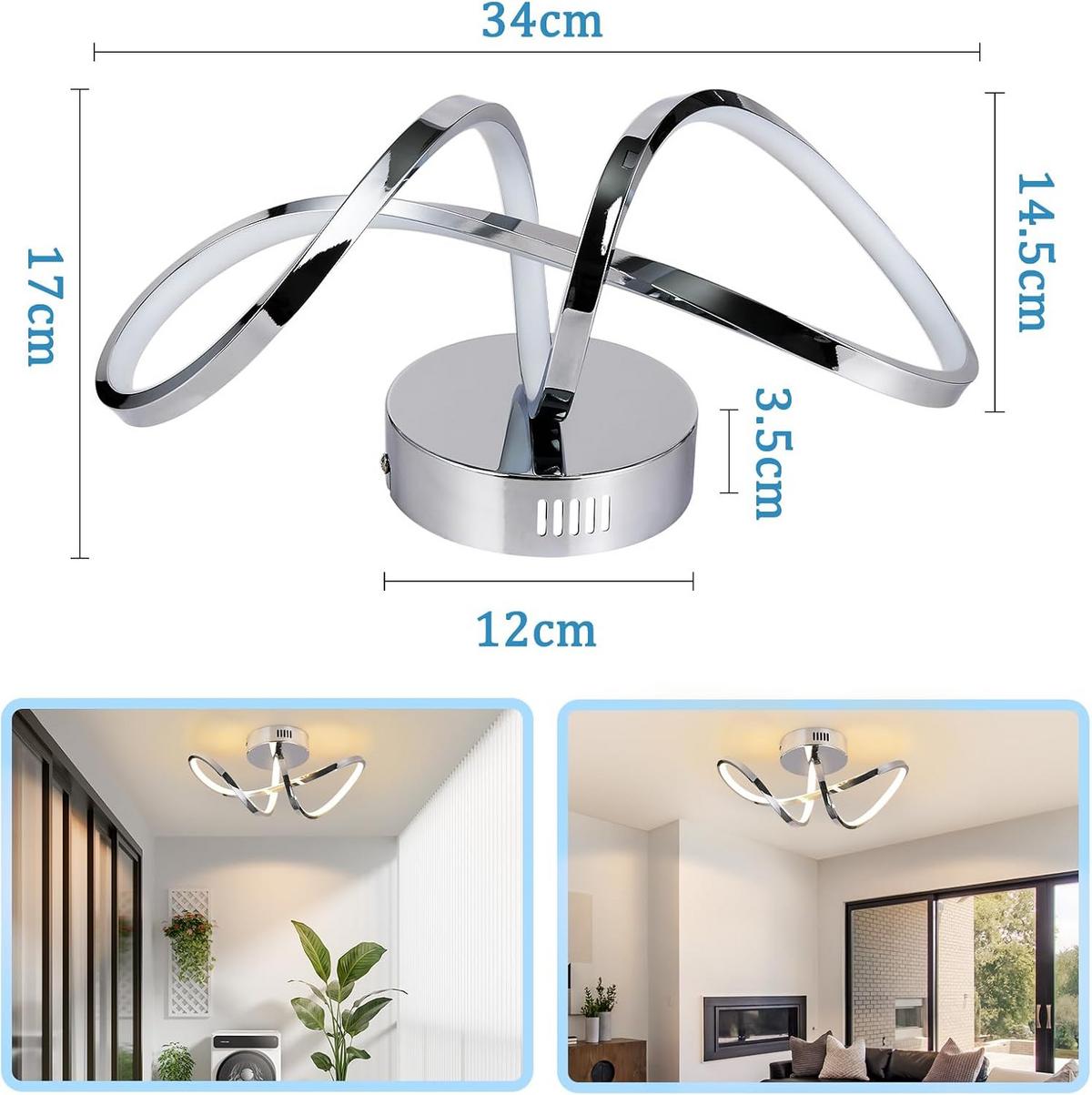 LED-DECKENLEUCHTE Kesselhainbach 14.5/17.0/34.0 cm - Edelstahlfarben, Metall (34/14.5/17cm) - ZMH