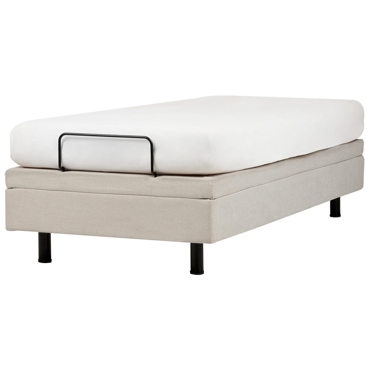BETT verstellbar ohne Kopfteil Stoff 90/200 cm Hellbeige Castellan - Beige, Textil (90/200cm) - Beliani