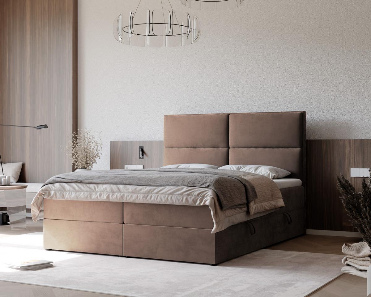 BOXBETT ORFEO 120/200 cm mit Matratze und Topper, Hellbraun - Hellbraun, Textil (120/200cm) - Idohome