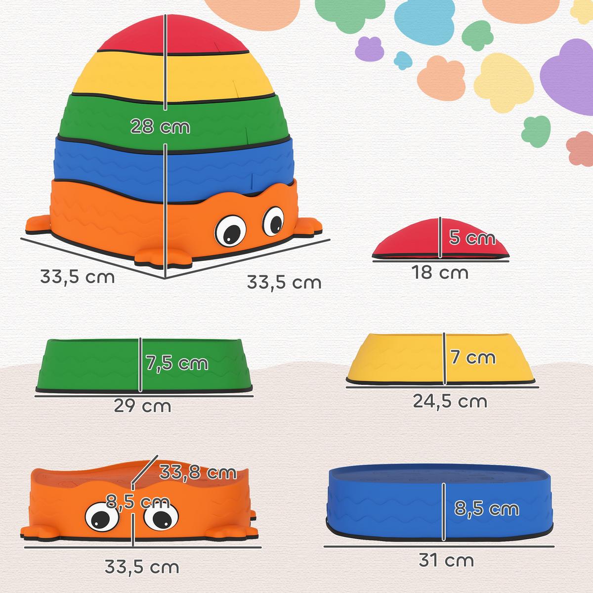 BALANCIERSTEINE für Kinder, Rutschfest Trittsteine zum Balancieren & Stapeln - Multicolor, Kunststoff (33.5/28/33.5cm) - AIYAPLAY
