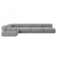 ECKSOFA modulares Sofa Mende-L3 - 380x190x70 cm Hellgrau Velours - Hellgrau, Holzwerkstoff/Textil (380/190cm) - ALTDECOR