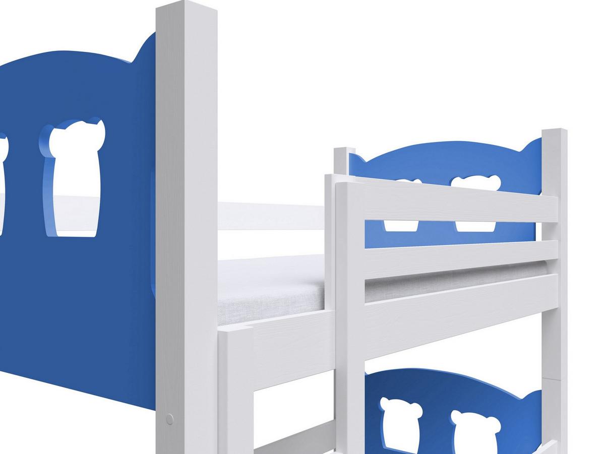 ETAGENBETT LEONE mit Bettkasten 80x180 cm Weiß - Blau/Weiß, Holz (80/180cm) - MASSENO