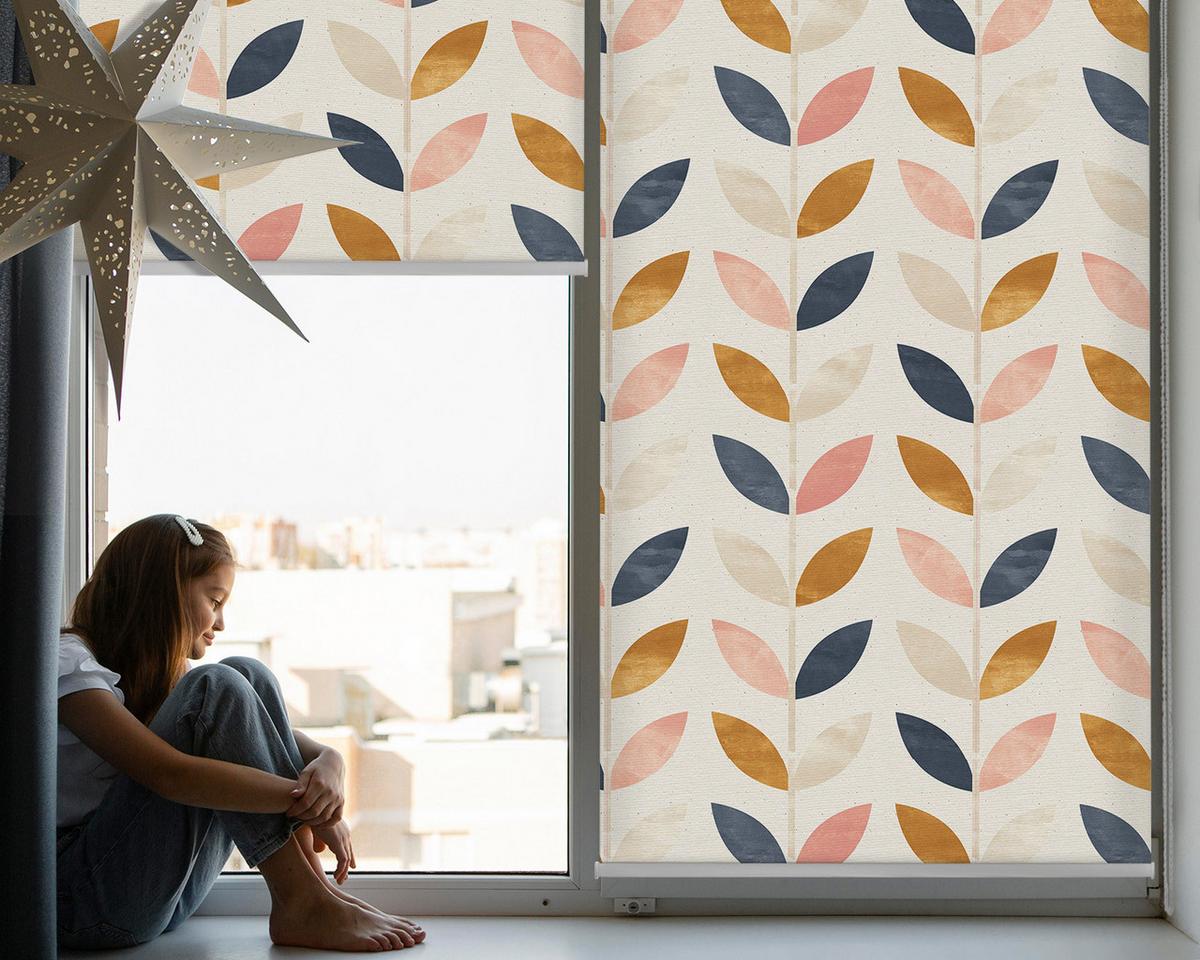 INNENROLLO - Fensterrollo - Rollo - 120x140 cm - Blätter - Pink, Kunststoff (120/140/0.5cm) - TULUP