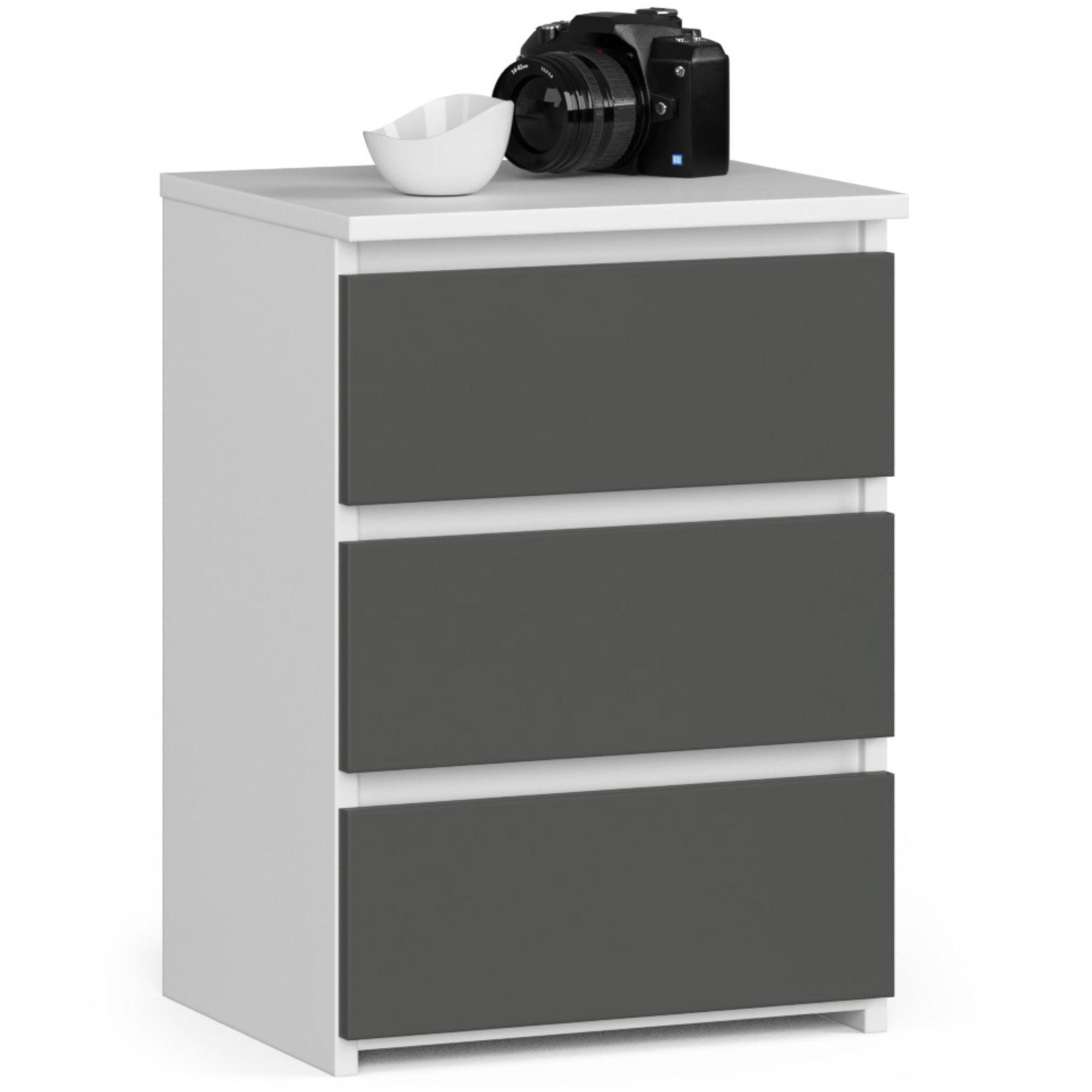 KOMMODE Weiß, Graphit Grau 57/40/35 - Weiß, Holzwerkstoff (40/57/35cm) - RAUMHIRSCH FURNITURE
