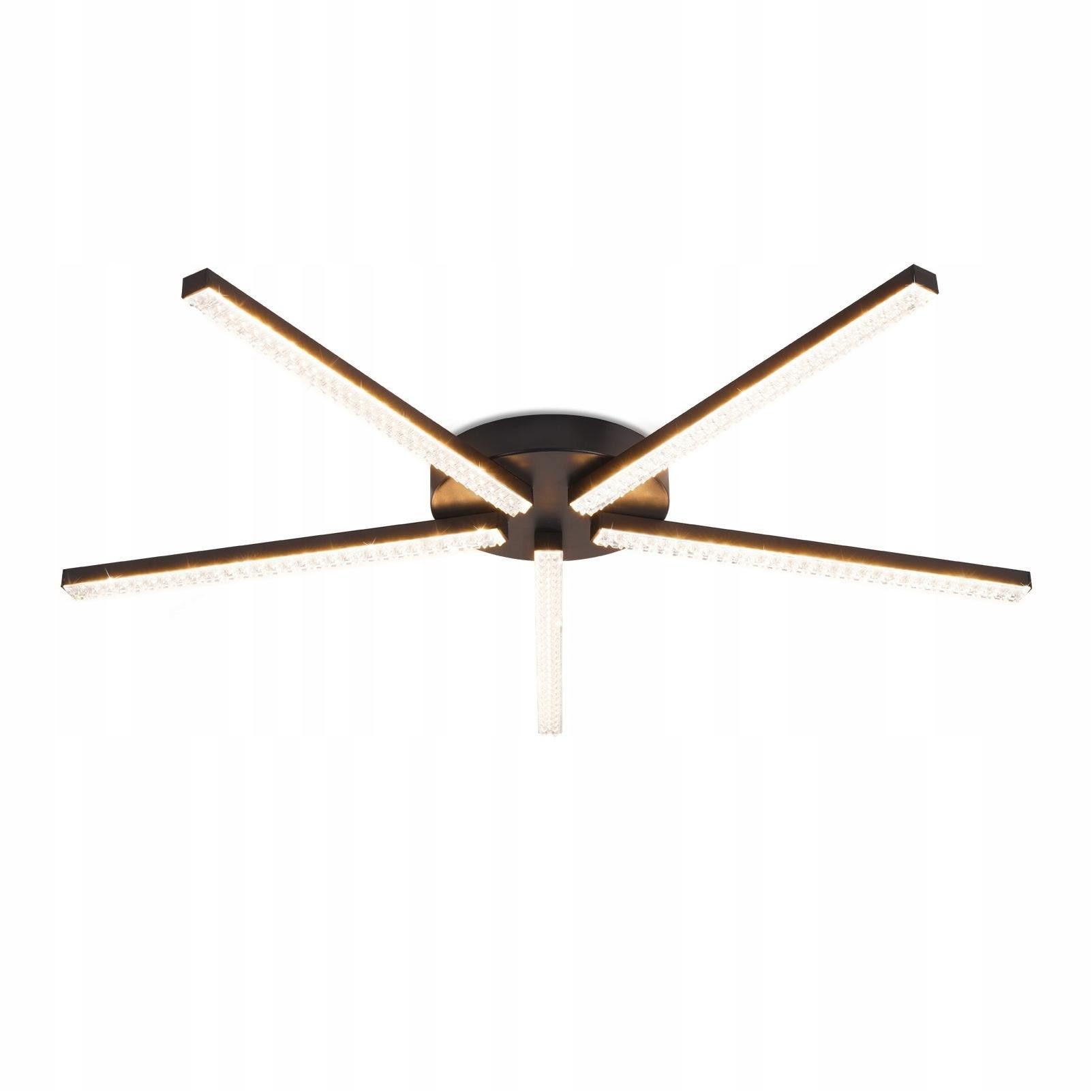 DECKENLEUCHTE LED Schwarz 3000K Modern Kristall Metall 63.3 cm - Schwarz, Kunststoff (40/15/9cm) - ZMH