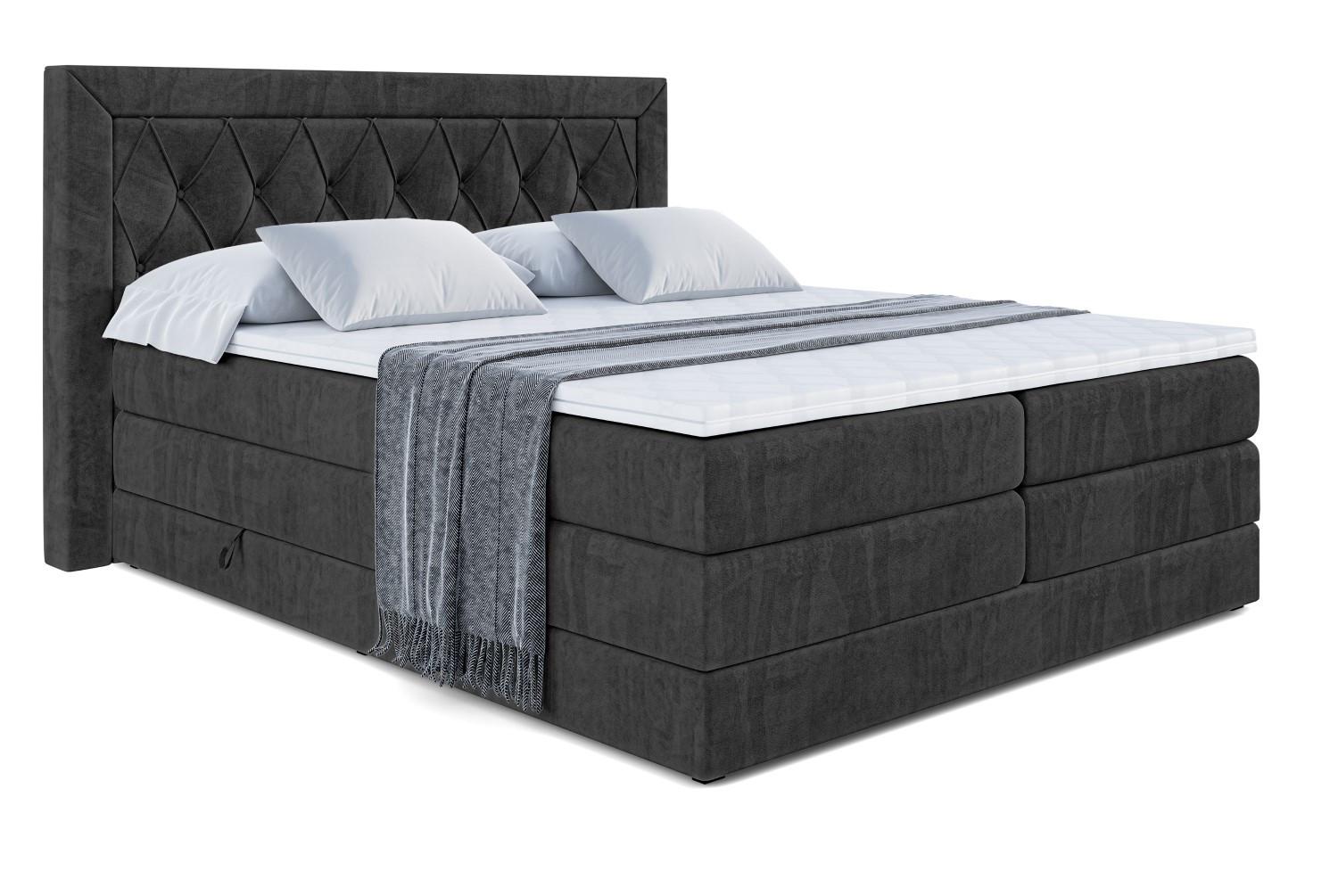 BOXSPRINGBETT NOEL KING - 140 x 200 - H3/H4 - Schwarz - Schwarz, Holzwerkstoff (140/200cm) - ALTDECOR