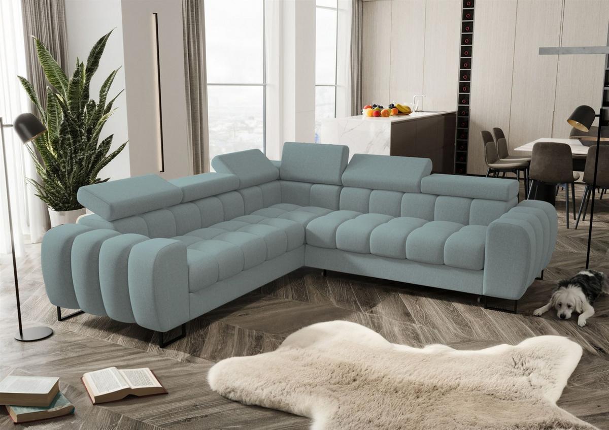 ECKSOFA Bastien Mit Schlaffunktion - Blau, Holzwerkstoff/Textil (260/260cm) - Fun Möbel