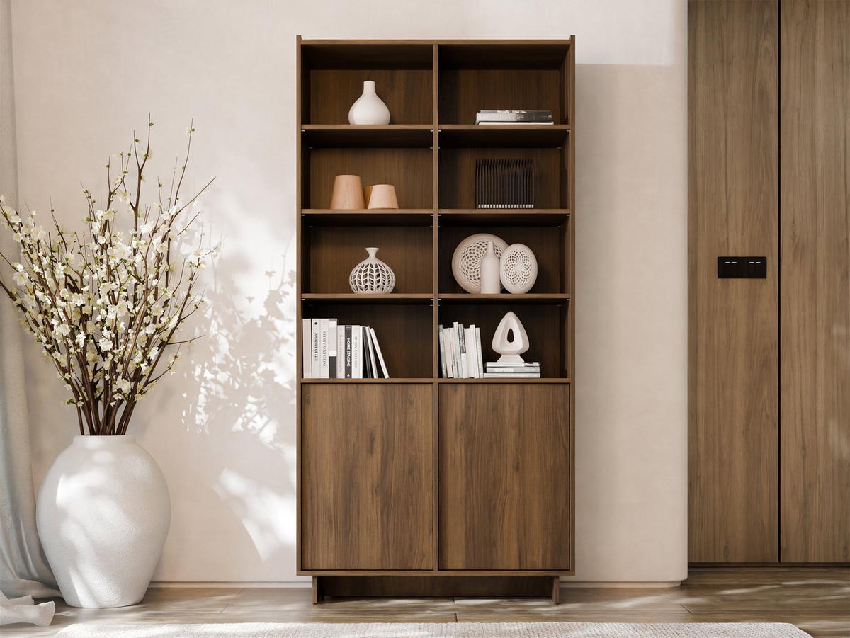 STANDREGAL Yasumi R98 - Nussbaumfarben/Schwarz, Holzwerkstoff/Kunststoff (98/201/39cm) - MIRJAN24