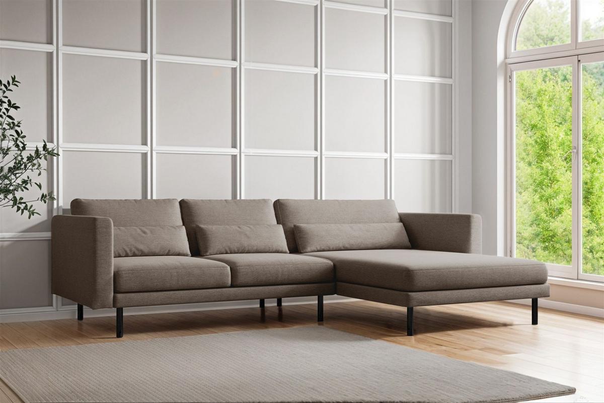 ECKSOFA Agada In Verita - Braun, Holzwerkstoff/Textil (281/174cm) - Fun Möbel