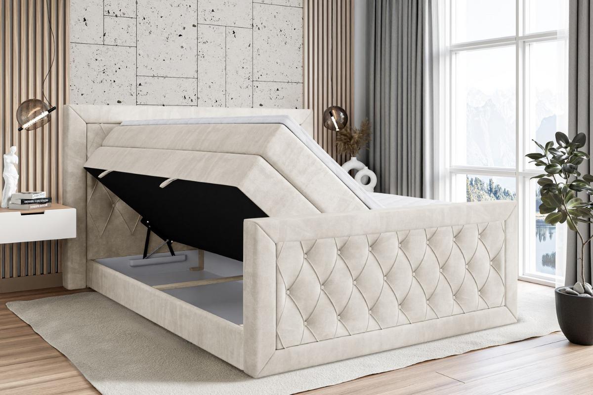 BOXSPRINGBETT NOEL-Z KING - 200 x 200 - H3/H4 - Ecru - Ecru, Holzwerkstoff (200/200cm) - ALTDECOR