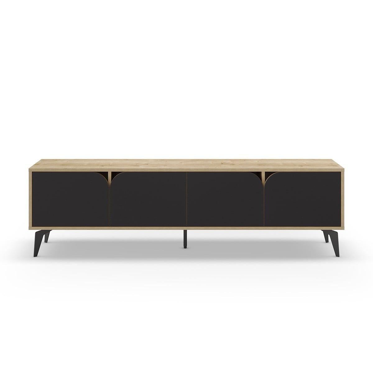 TV-MÖBEL 4 Türen mit Metallfüßen B180 cm - FLORA - Eschefarben, Holzwerkstoff (35.5/51/15.5cm) - Calicosy