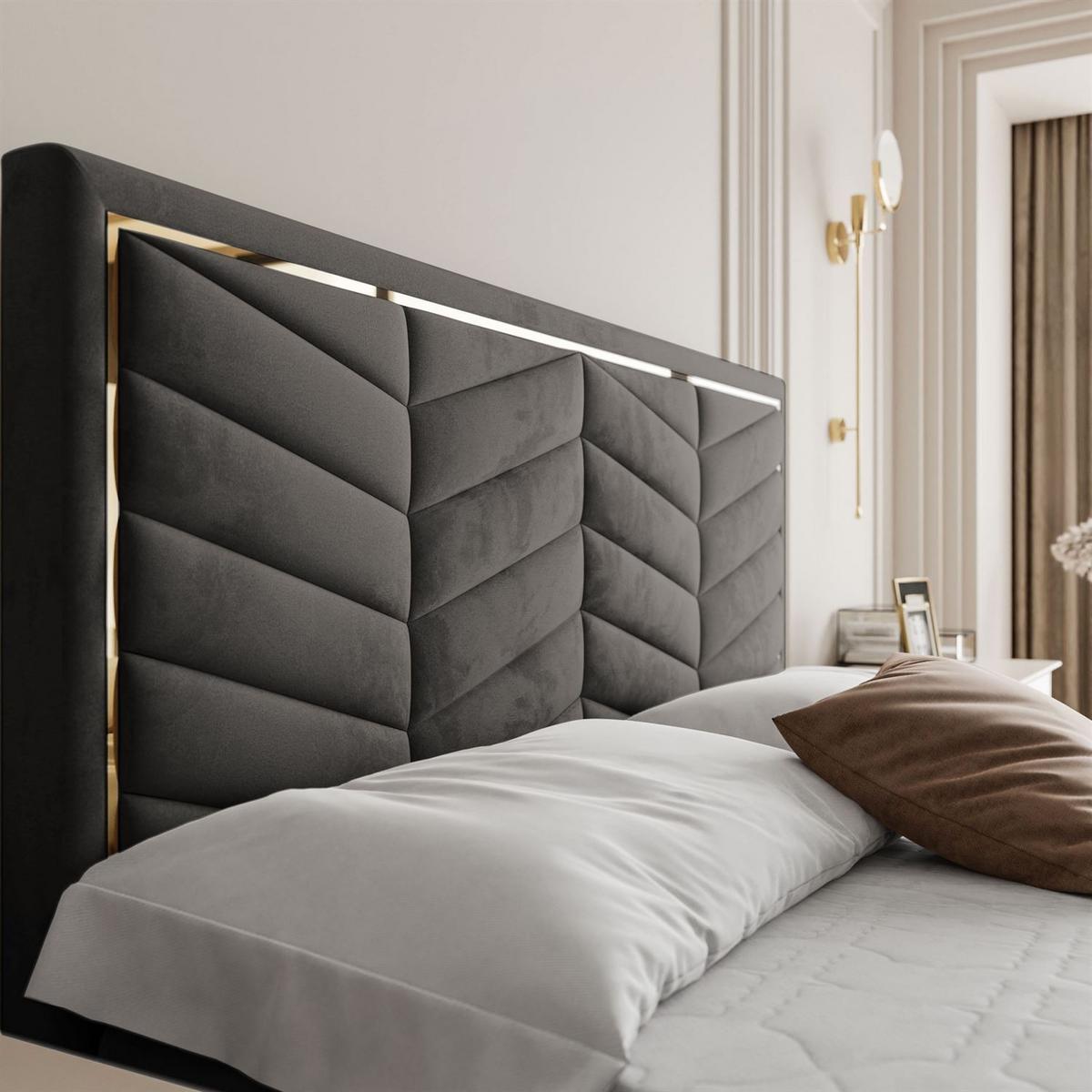 KONTINENTALBETT AURORA 180x200 mit Bettkasten Royal Velvet 185 - Grau, Textil (180/200cm) - Lookway