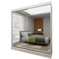 SCHWEBETÜRENSCHRANK BELLINA 200/216/61 cm 2-türig mit Spiegel Weiß - Weiß, Holzwerkstoff (200/216/61cm) - MASSENO