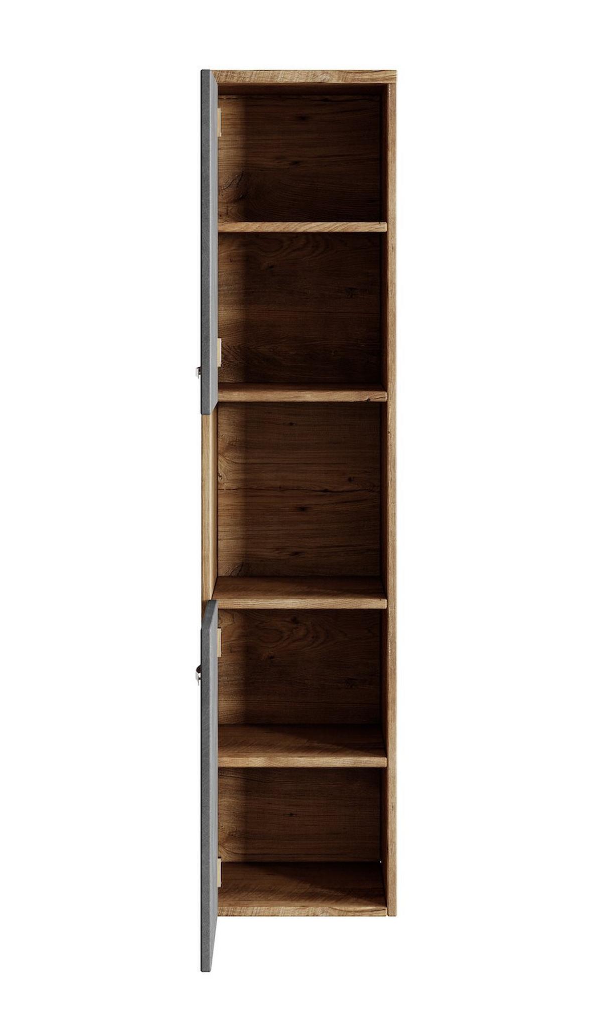 BADEZIMMERSCHRANK Montreal mit 2 Türen Kastanien Eiche / Grau - 30 x 30 x 130 cm - Eichefarben/Grau, Holz (30/131/30cm) - Badplaats