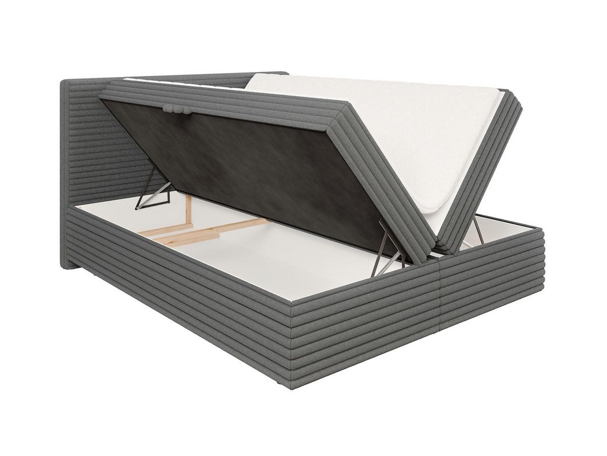 BOXBETT Roma 160/200 cm Dunkelgrau Plüschcord - Dunkelgrau/Schwarz, Holz/Kunststoff (160/200cm) - S-Style