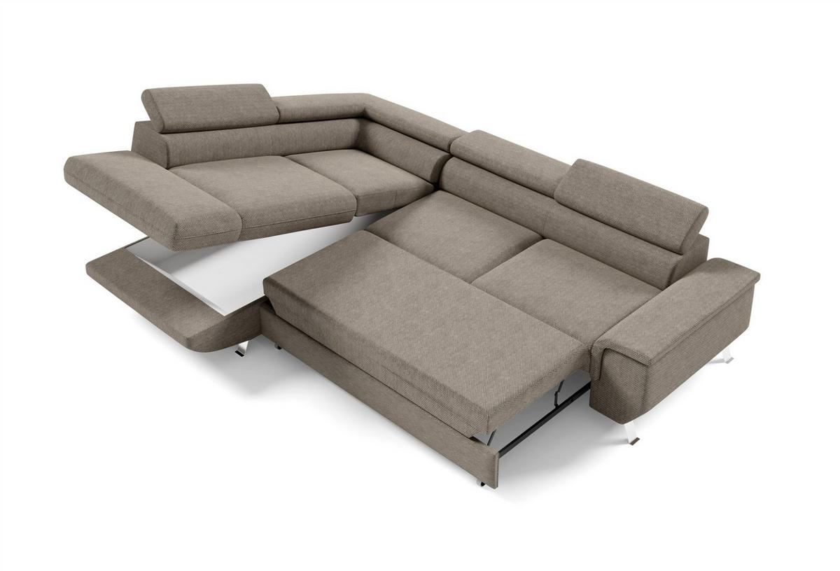 ECKSOFA Plato Mit Schlaffunktion - Hellgrau, Holzwerkstoff/Textil (268/202cm) - Fun Möbel
