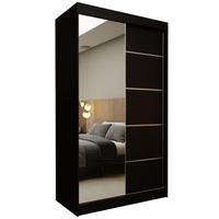 SCHWEBETÜRENSCHRANK MIRELLA 120/216/61 cm 2-türig mit Spiegel Schwarz - Schwarz, Holzwerkstoff (120/216/61cm) - MASSENO