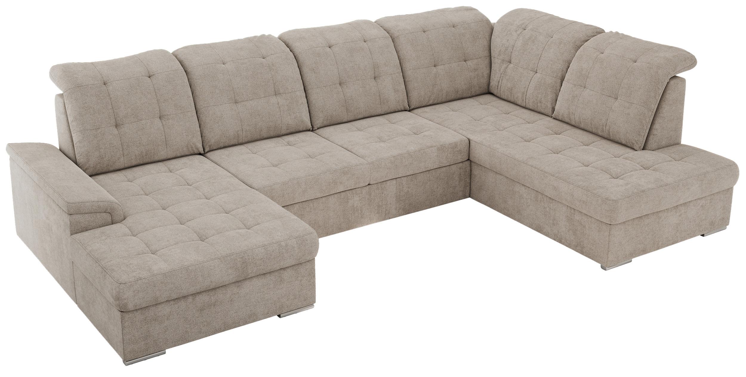 WOHNLANDSCHAFT MADRITO U - Beige Struktur - Rechts - Beige/Silberfarben, Textil/Metall (323/89/204cm) - MKS