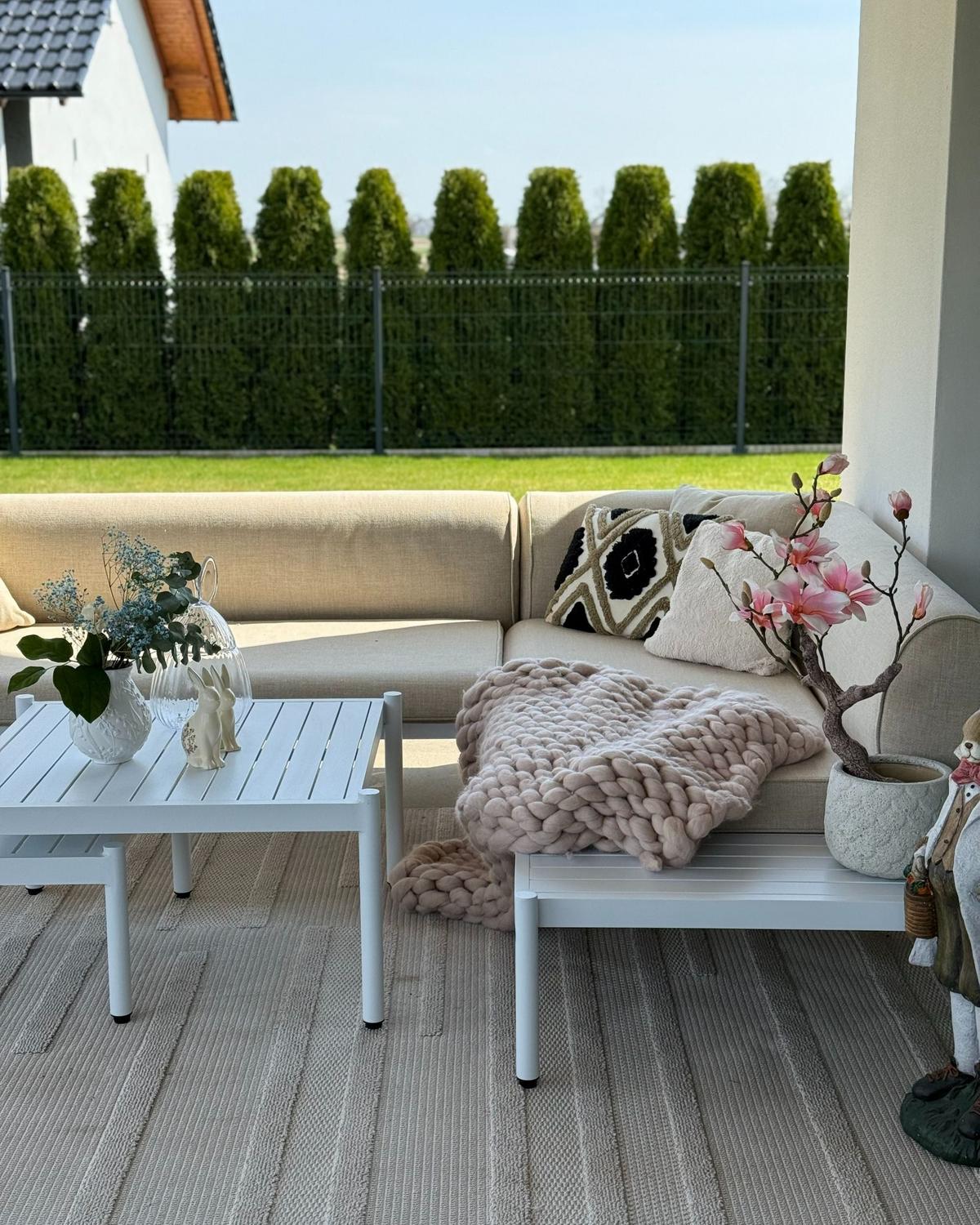 LOUNGE-SET 5-Sitzer Beige Rasiglia - Beige/Weiß, Metall - Beliani