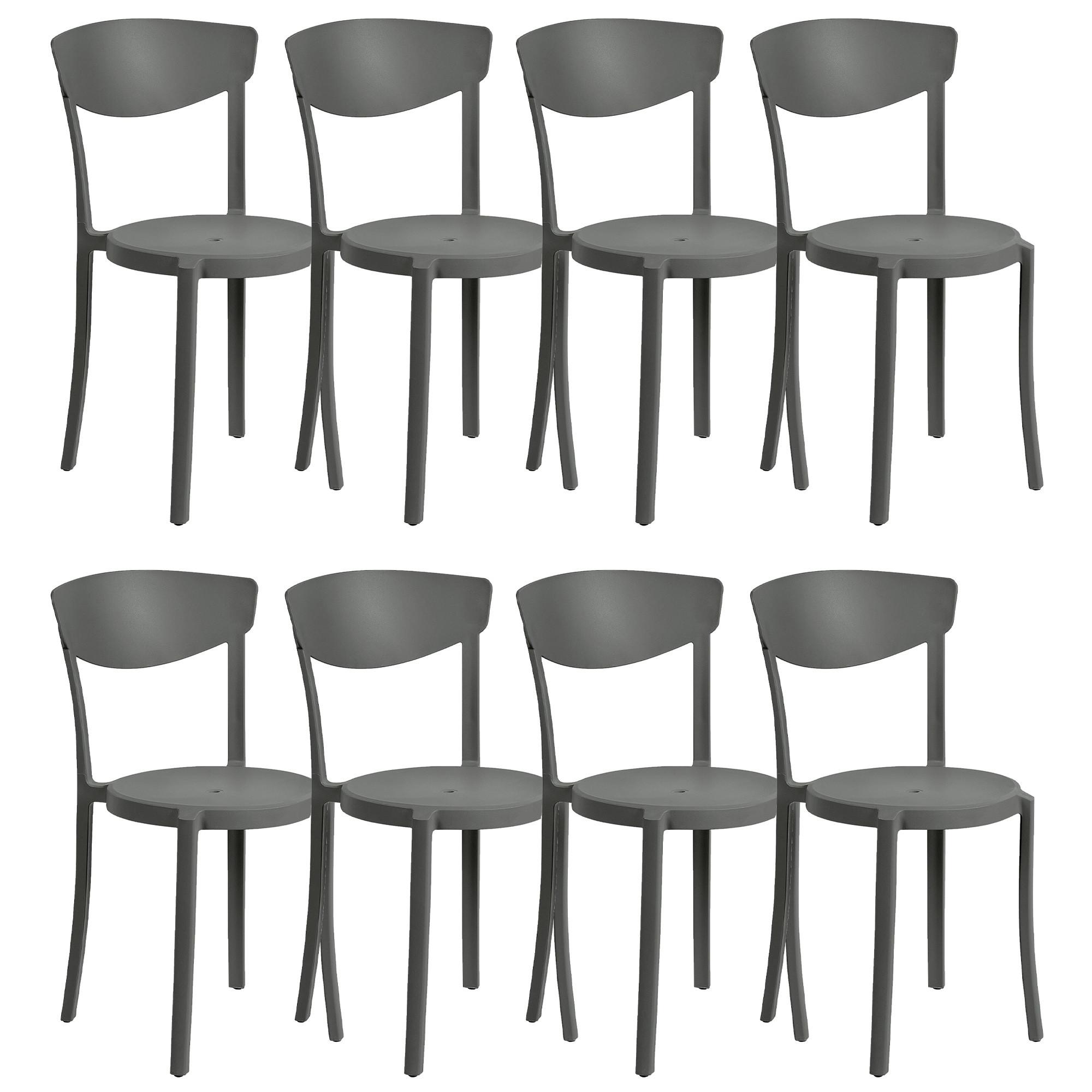 GARTENSTÜHLE 8er-Set Kunststoff Dunkelgrau Vieste - Grau, Kunststoff (42/80/40cm) - Beliani