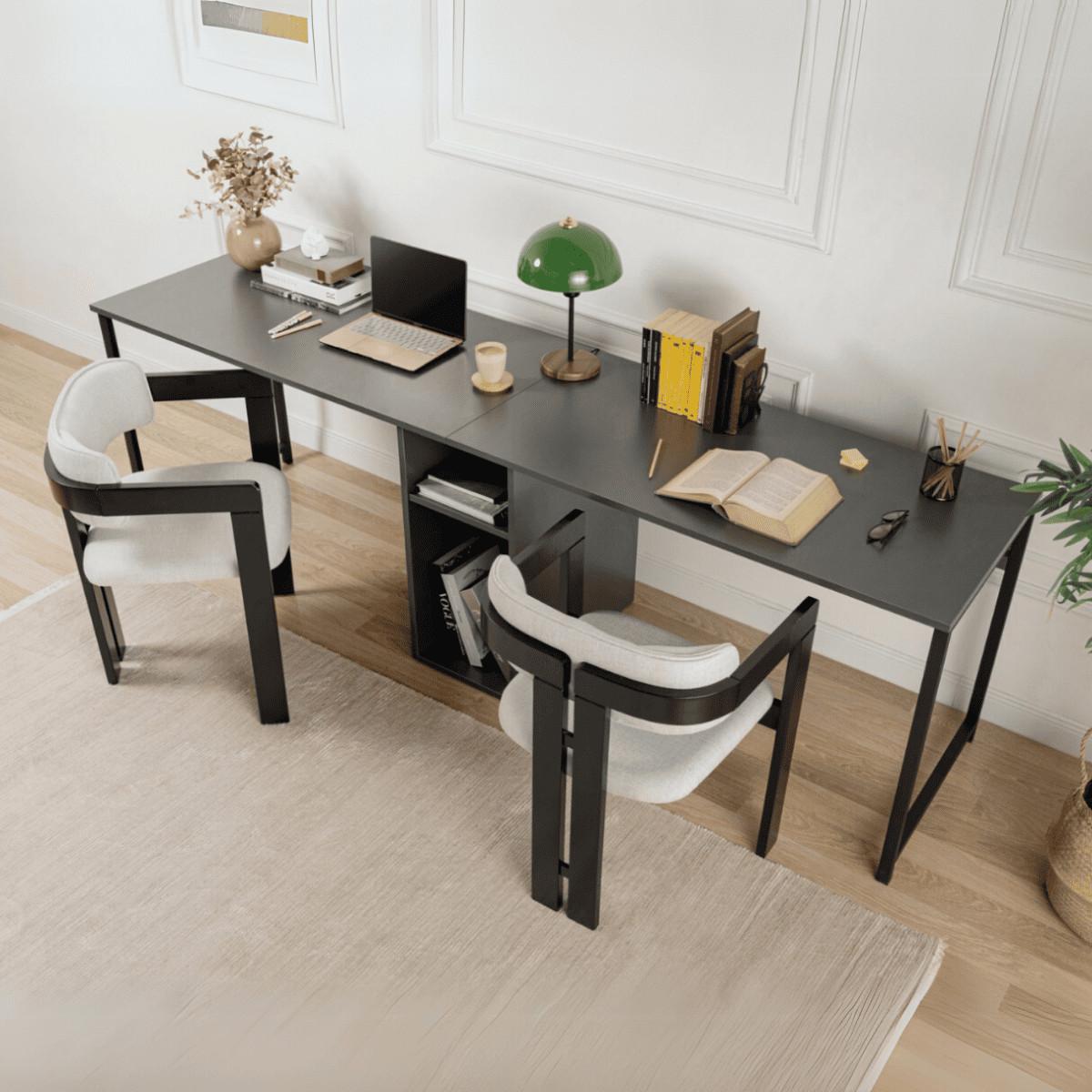 DOPPELSCHREIBTISCH - twin 240/60/74 cm - Anthrazit, Holzwerkstoff (71/60/74cm) - Calicosy