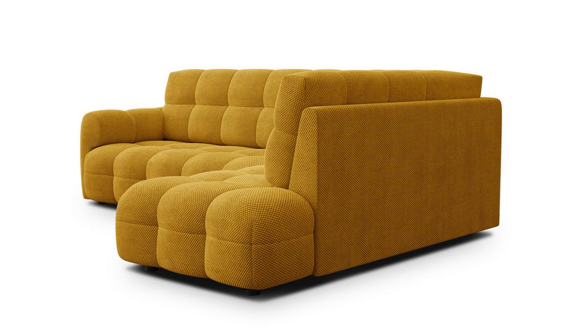ECKSOFA MELLOW 5-Sitzer, safran - Gelb/Schwarz, Holz/Textil (283/191cm) - Wozimo