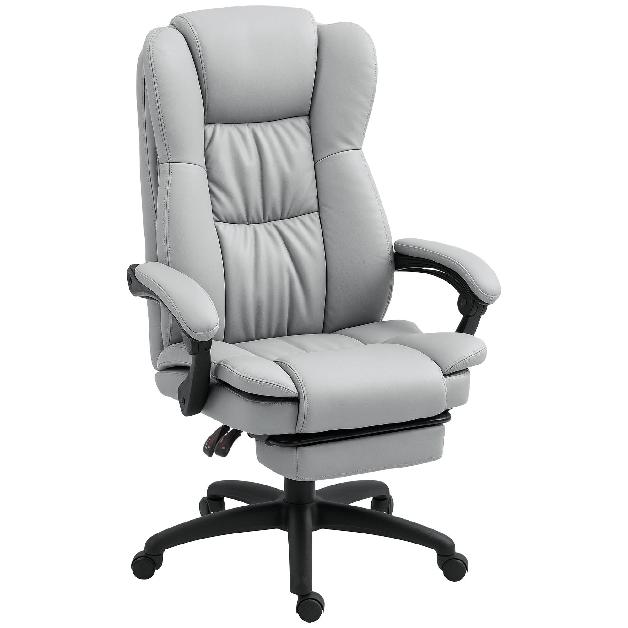 BÜROSTUHL mit 5 Massagemodi, Ergonomisch Schreibtischstuhl mit Liegefunktion - Hellgrau/Schwarz, Kunststoff (68.5/121/68.5cm) - Vinsetto