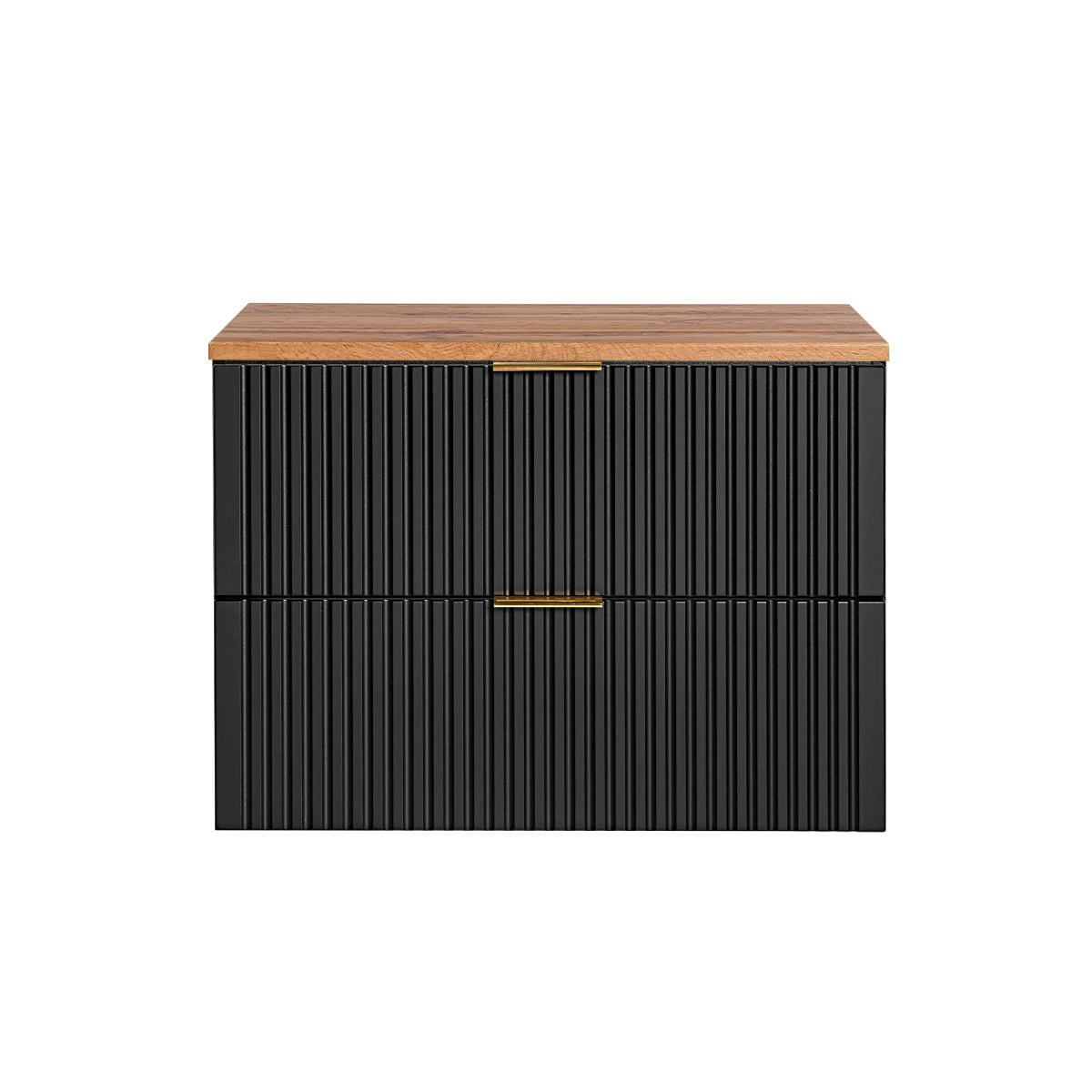 WASCHTISCHUNTERSCHRANK 80.6cm Adriel Schwarz und Holz - Schwarz, Holzwerkstoff (80.6/59/46cm) - Petits-meubles