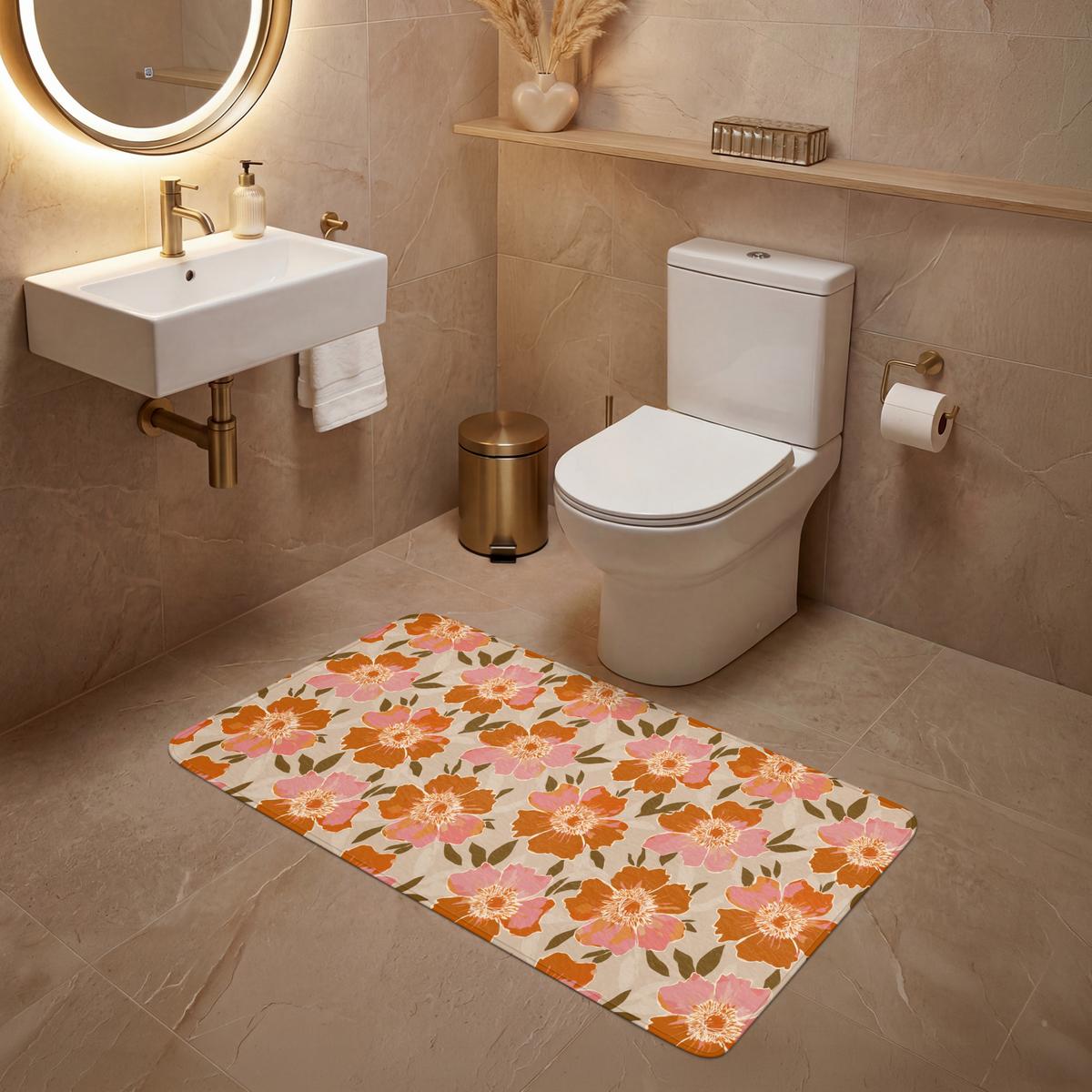 WC-VORLEGER Blumen - Motiv - Retro WC Teppich 120x60 cm - Multicolor, Textil (120/1cm) - OnlyWow