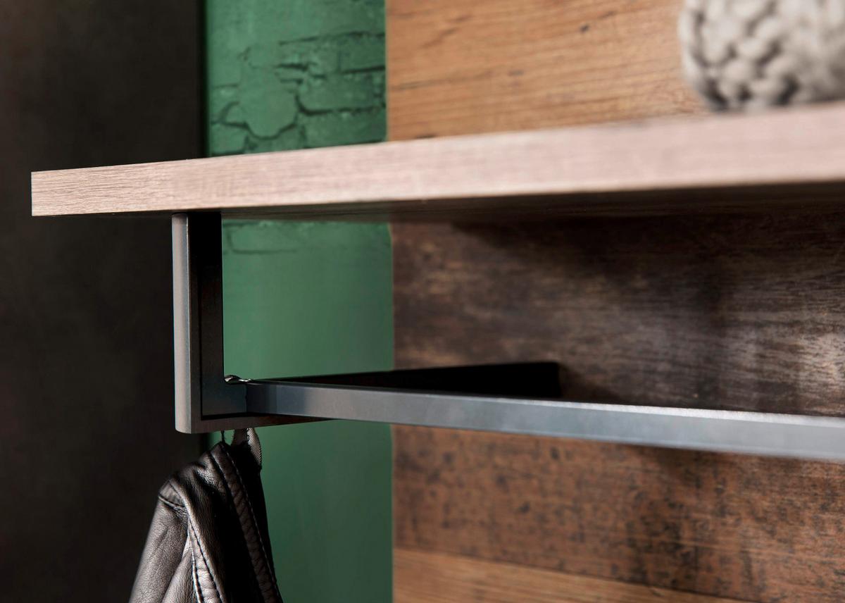 GARDEROBENPANEEL Used Wood Shabby mit grau 80 x 106 cm, Flurgarderobe mit Kleiderstange - Braun/Grau, Holzwerkstoff (80/106/28cm) - Top.Furn