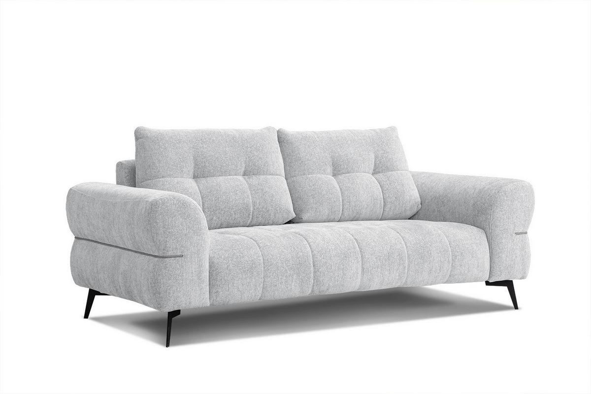 SOFA SALVINI 3-Sitzer, hellgrau - Hellgrau/Schwarz, Holzwerkstoff/Textil (176/88/99cm) - Wozimo