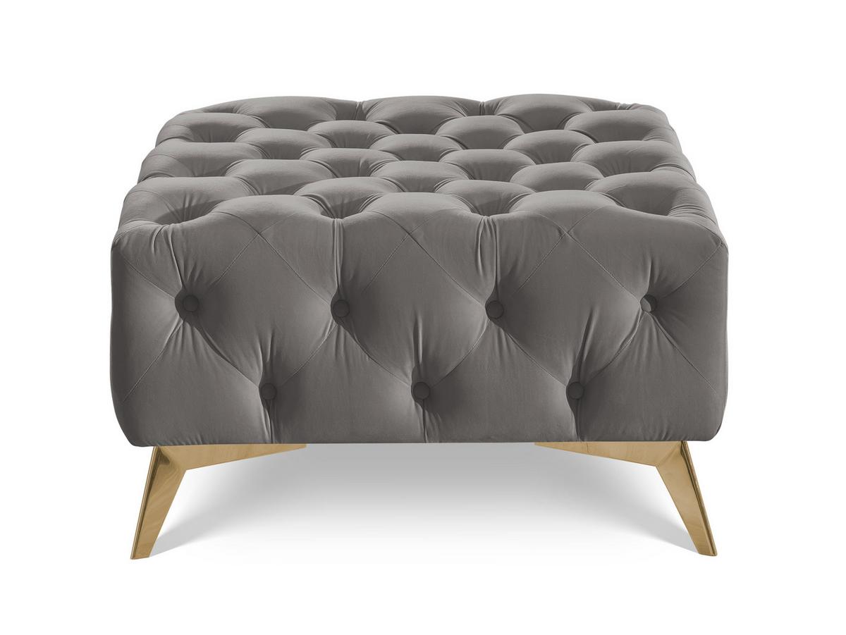HOCKER Chesterfield Whitby Grau Samt mit goldenen Füßen - Goldfarben/Grau, Holz/Textil (80/45/80cm) - S-Style Möbel