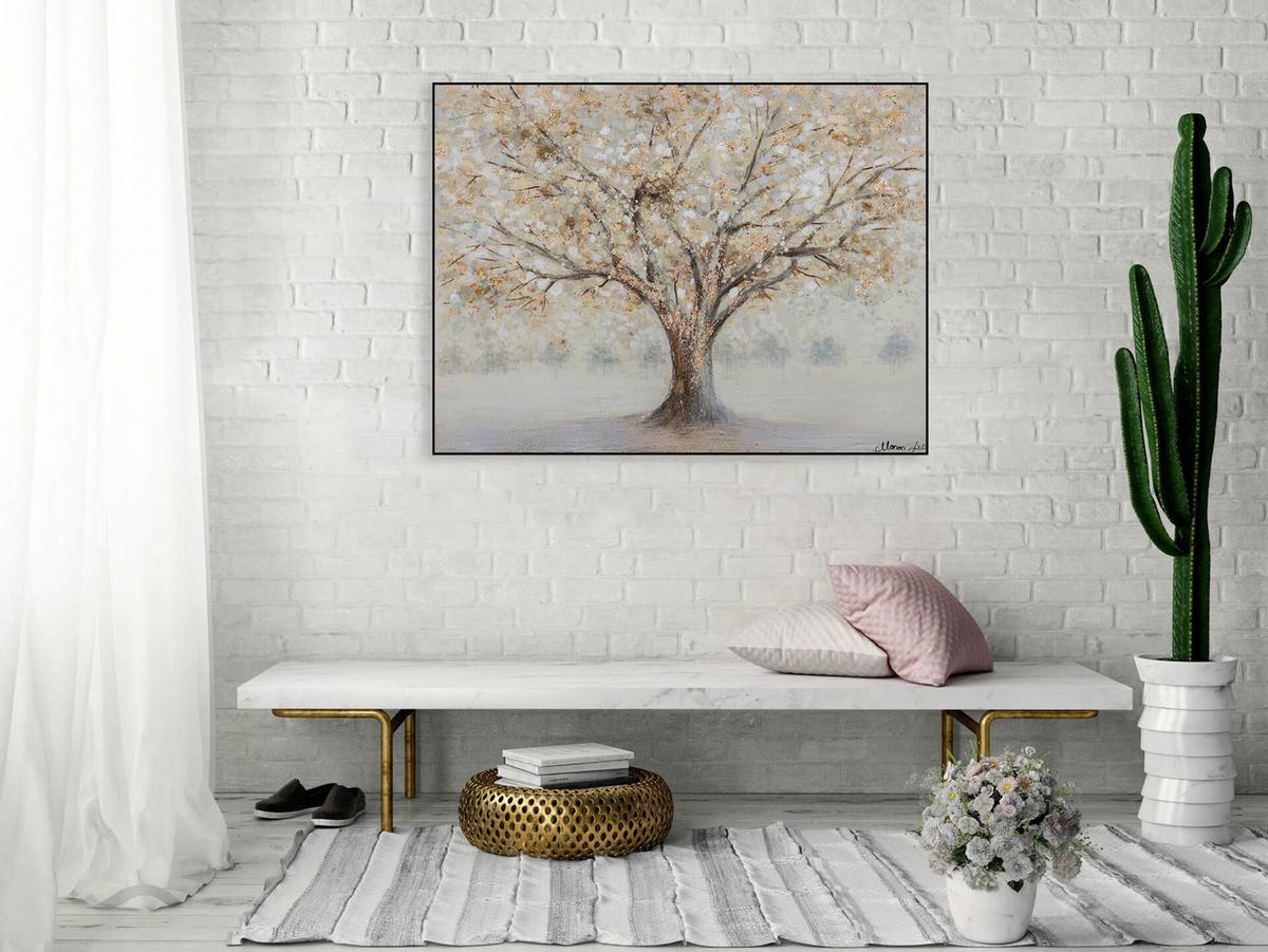 ACRYLBILD HANDGEMALT 100/75 cm - Braun, Holz/Textil (100/75cm) - KUNSTLOFT
