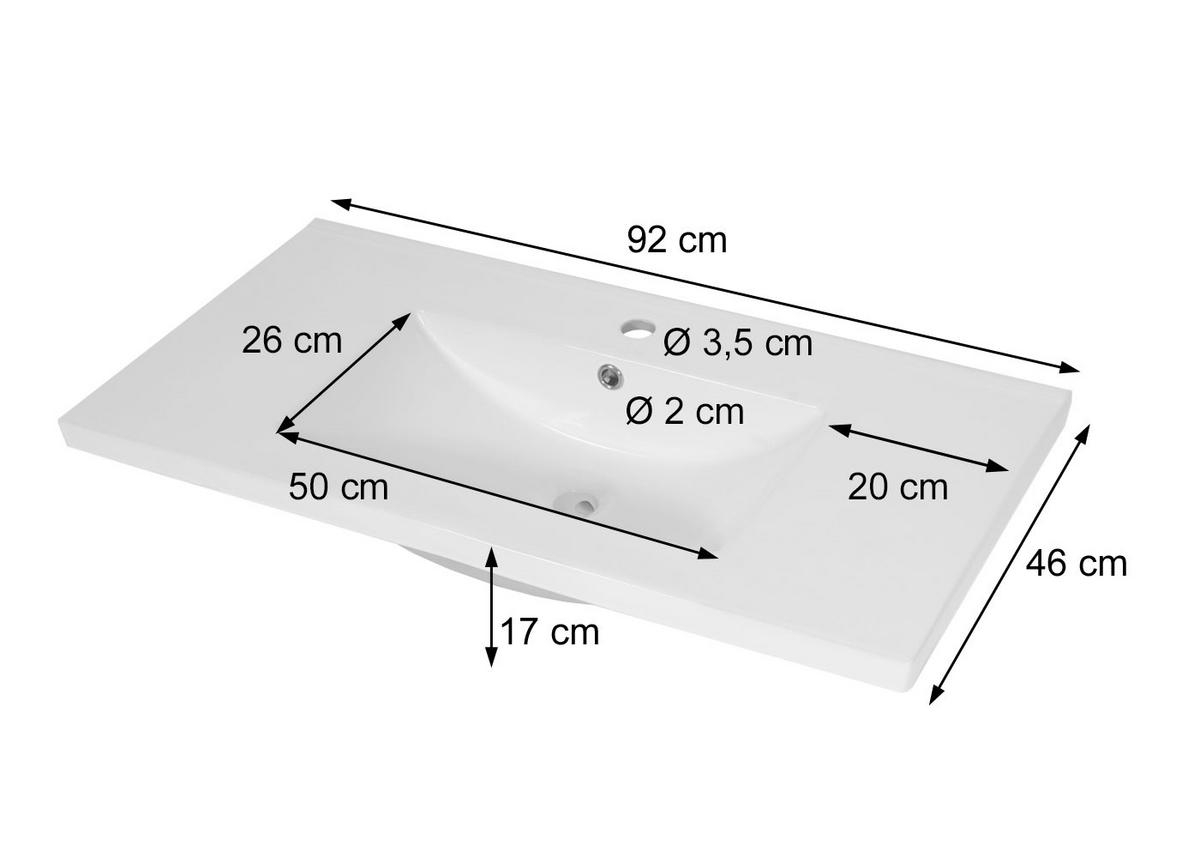 WASCHBECKEN eckig Weiß - Weiß, Keramik (92/17/46cm) - MCW