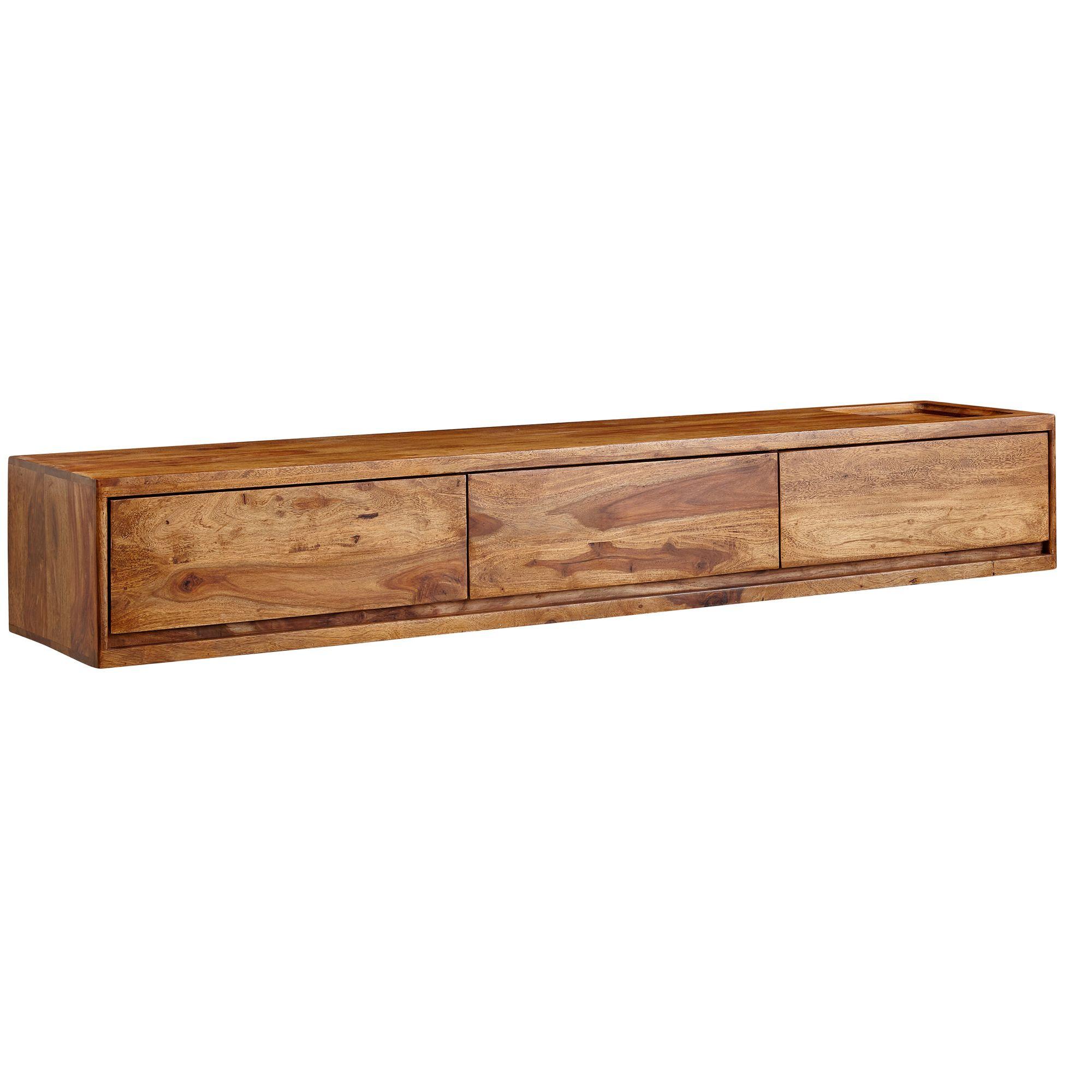 LOWBOARD Massivholz Modern Stil 160x25x35 cm Hängend Braun mit Stauraum - Braun, Holz (160/25/35cm) - KADIMA DESIGN