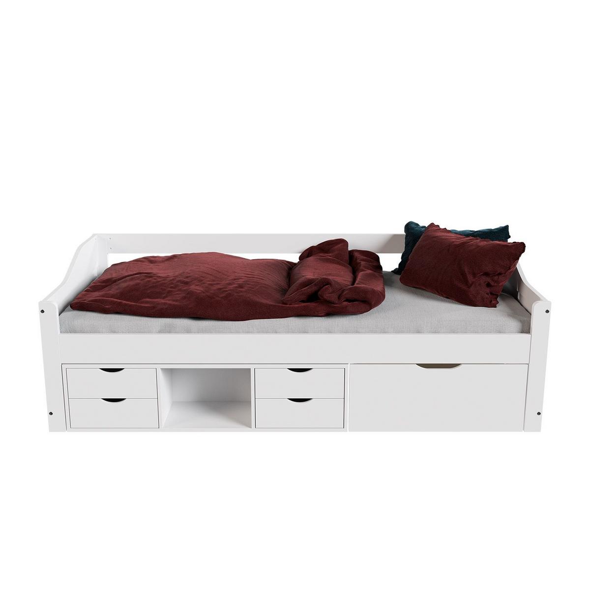KINDER-FUNKTIONSBETT Nalu weiß 90x200 cm - Weiß, Holz (90/200cm) - Juskys
