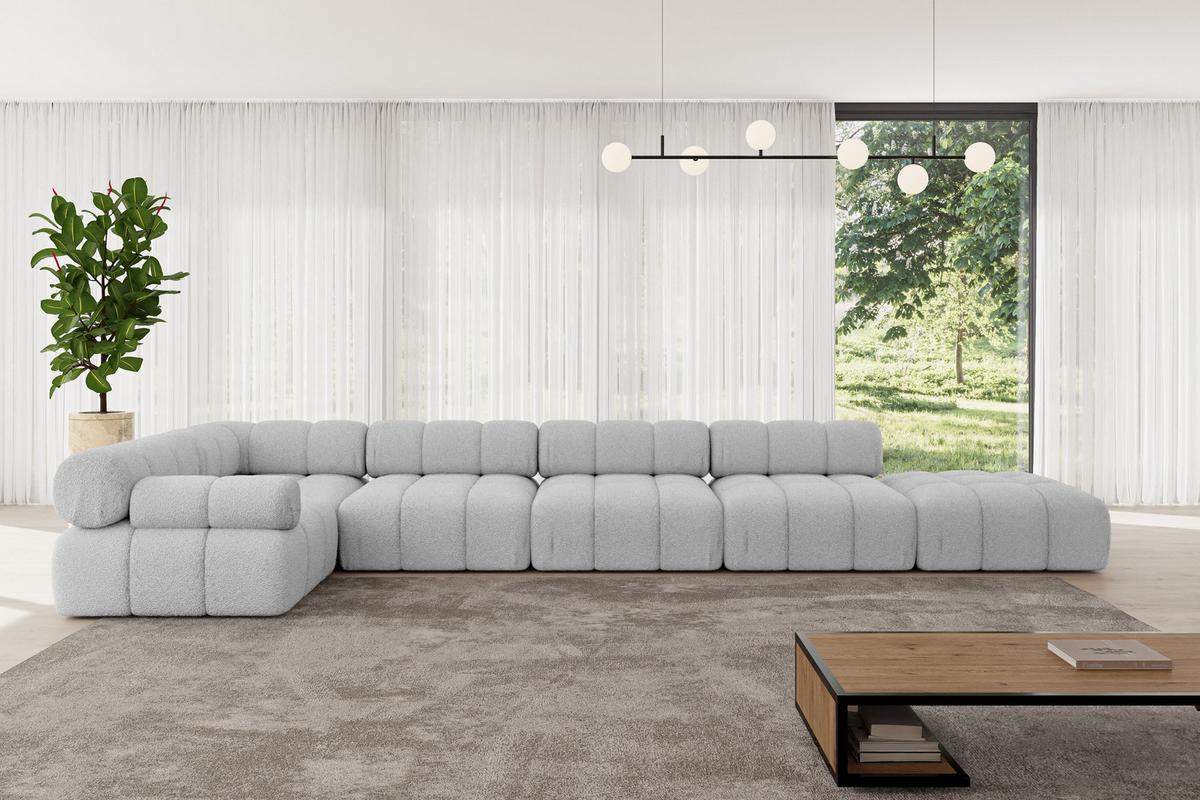 ECKSOFA modulares Sofa Felto-L3 - 475x190x70 cm Hellgrau Bouclé - Hellgrau, Holzwerkstoff/Textil (475/190cm) - ALTDECOR