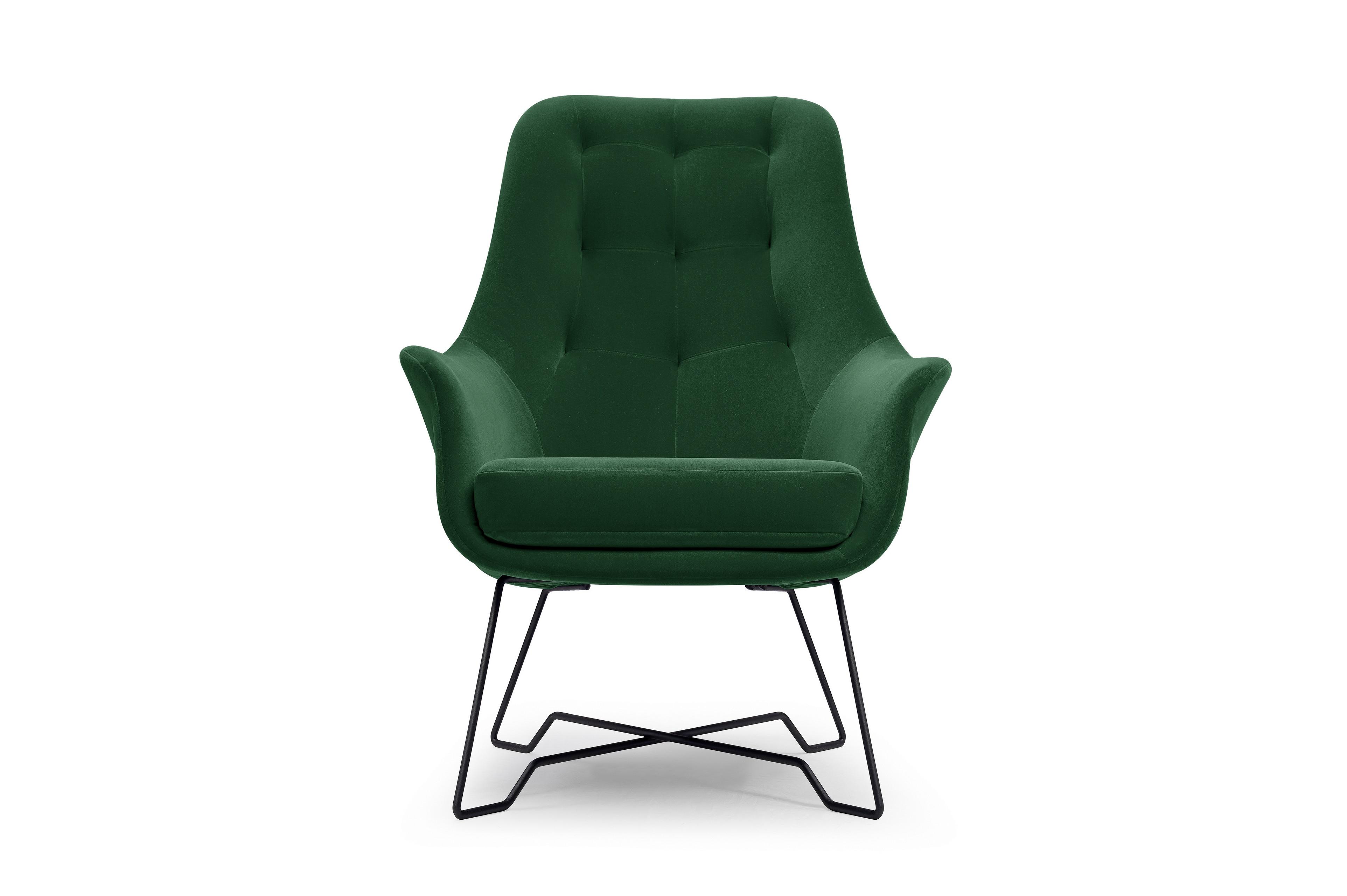 SESSEL SEDUTA, Modern Polstersessel Loungesessel, Velours-Stoff Grün - Grün, Holz/Metall (72.5/101.5/83cm) - MASSENO