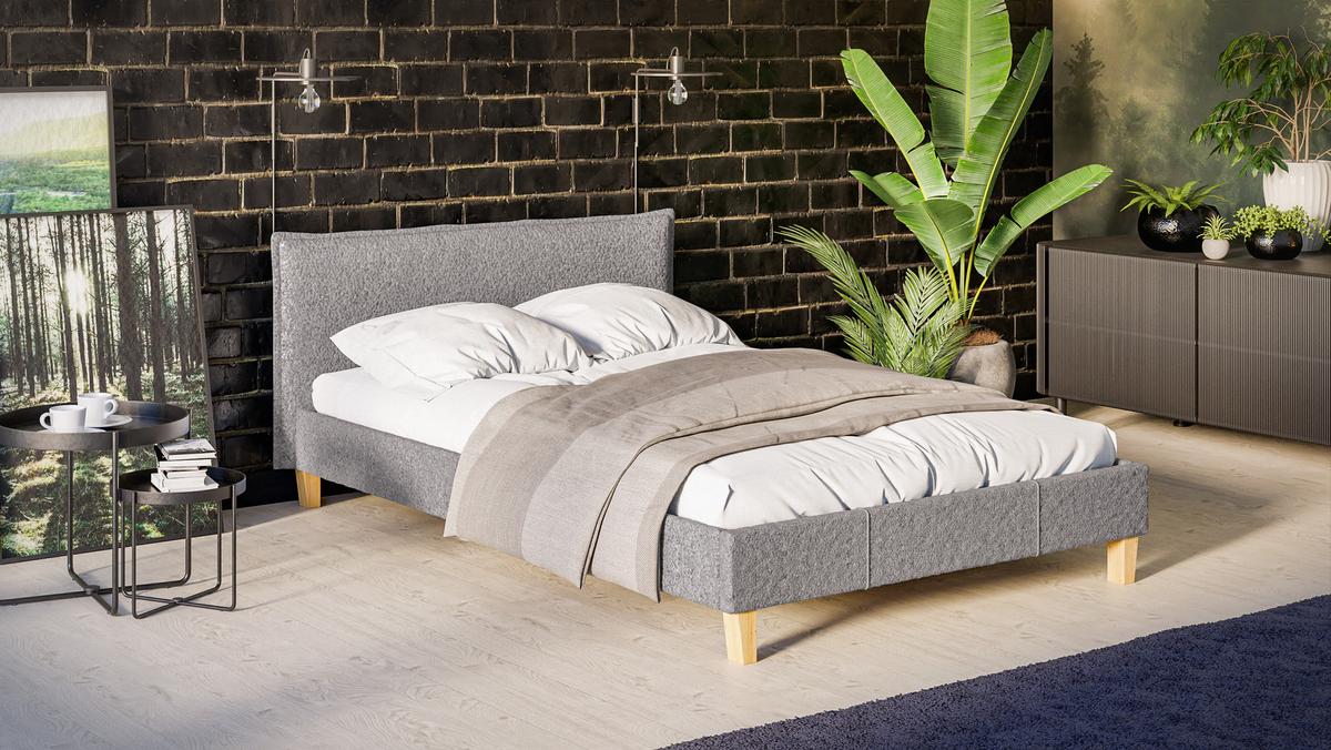 POLSTERBETT Arles 140/200 cm Boucle-Stoff - Hellbraun/Grau, Holz/Textil (140/200cm) - S-Style Möbel