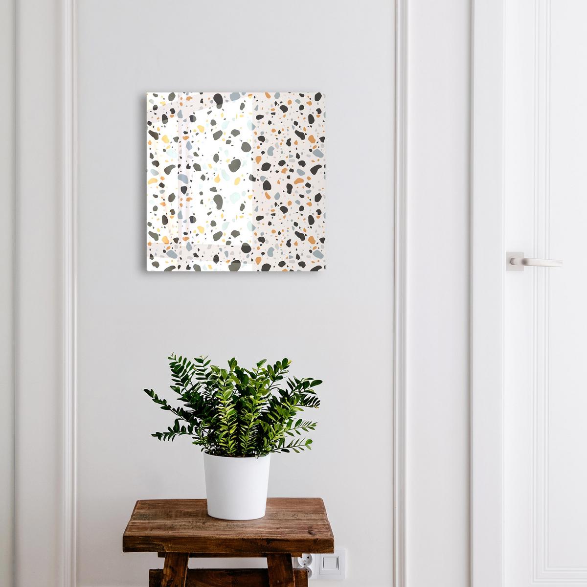 SCHLÜSSELBOX Schwarz 30x30 cm- Türöffnung nach rechts - Terrazzo-Muster - Schwarz, Metall (30/30/5cm) - TULUP