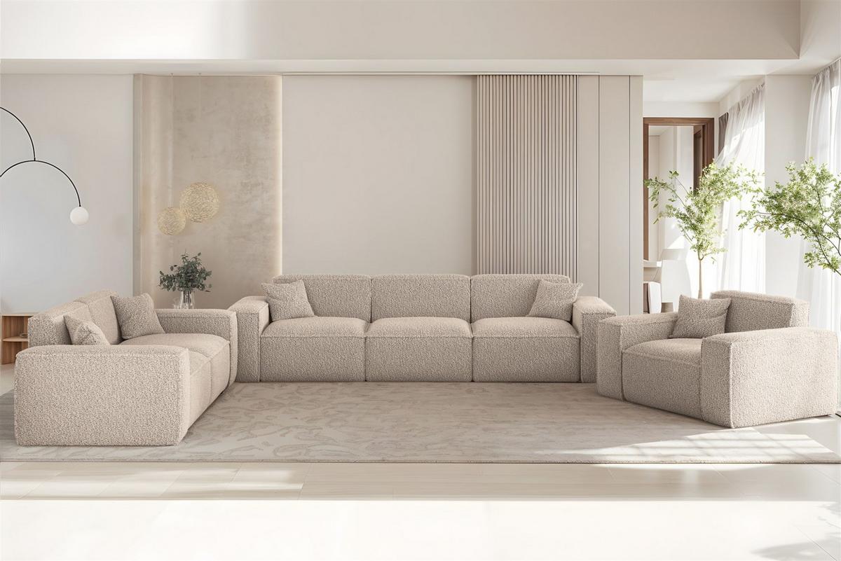 SOFA 3-sitzer Celes Premium In Sven - Hellbraun, Holzwerkstoff/Textil (218/73/90cm) - Fun Möbel