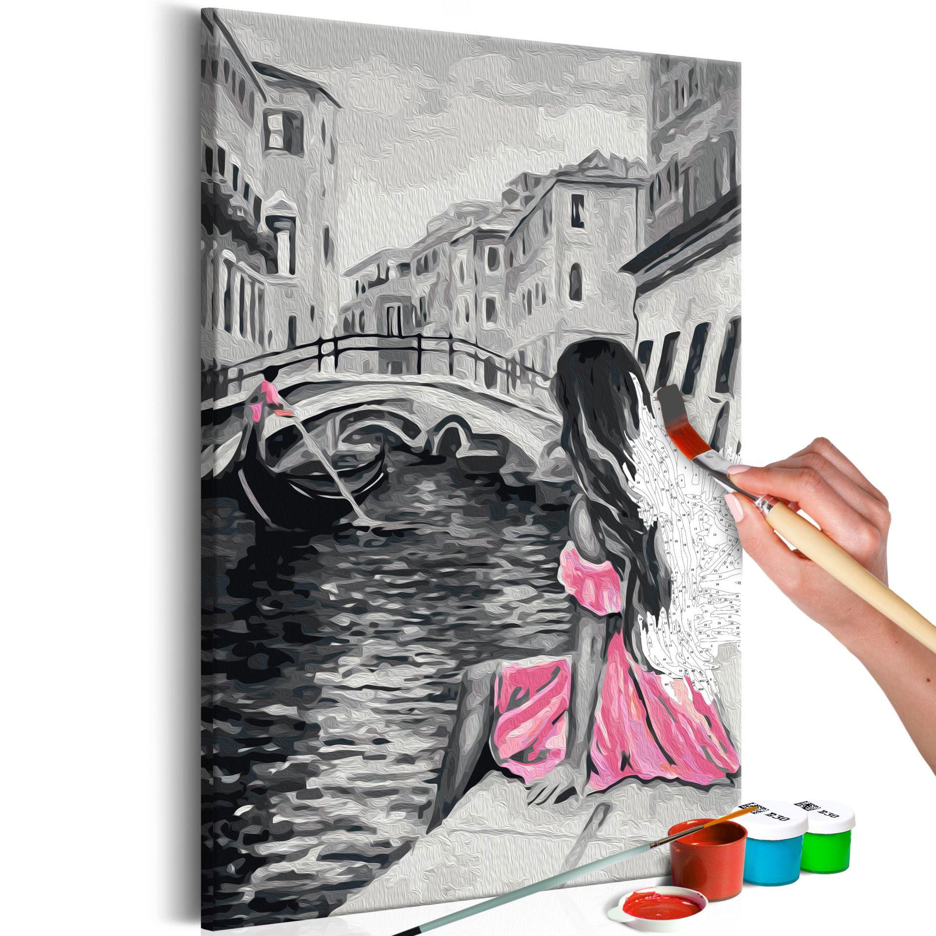 MALEN NACH ZAHLEN 40/50 cm - Pink/Grau, Textil (1.4/50cm) - KUNSTLOFT
